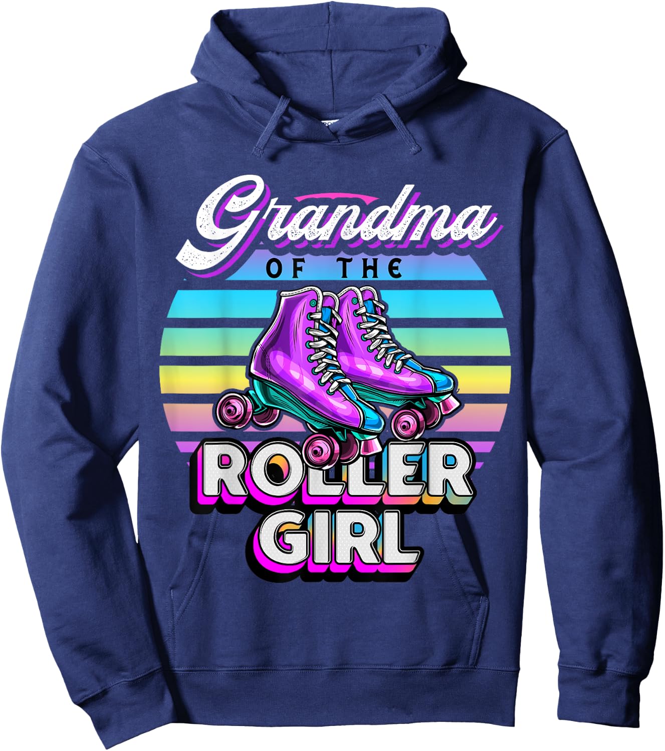 Grandma Roller Girl Roller Skating Birthday Matching Family Hoodie - Hoodie | Navy