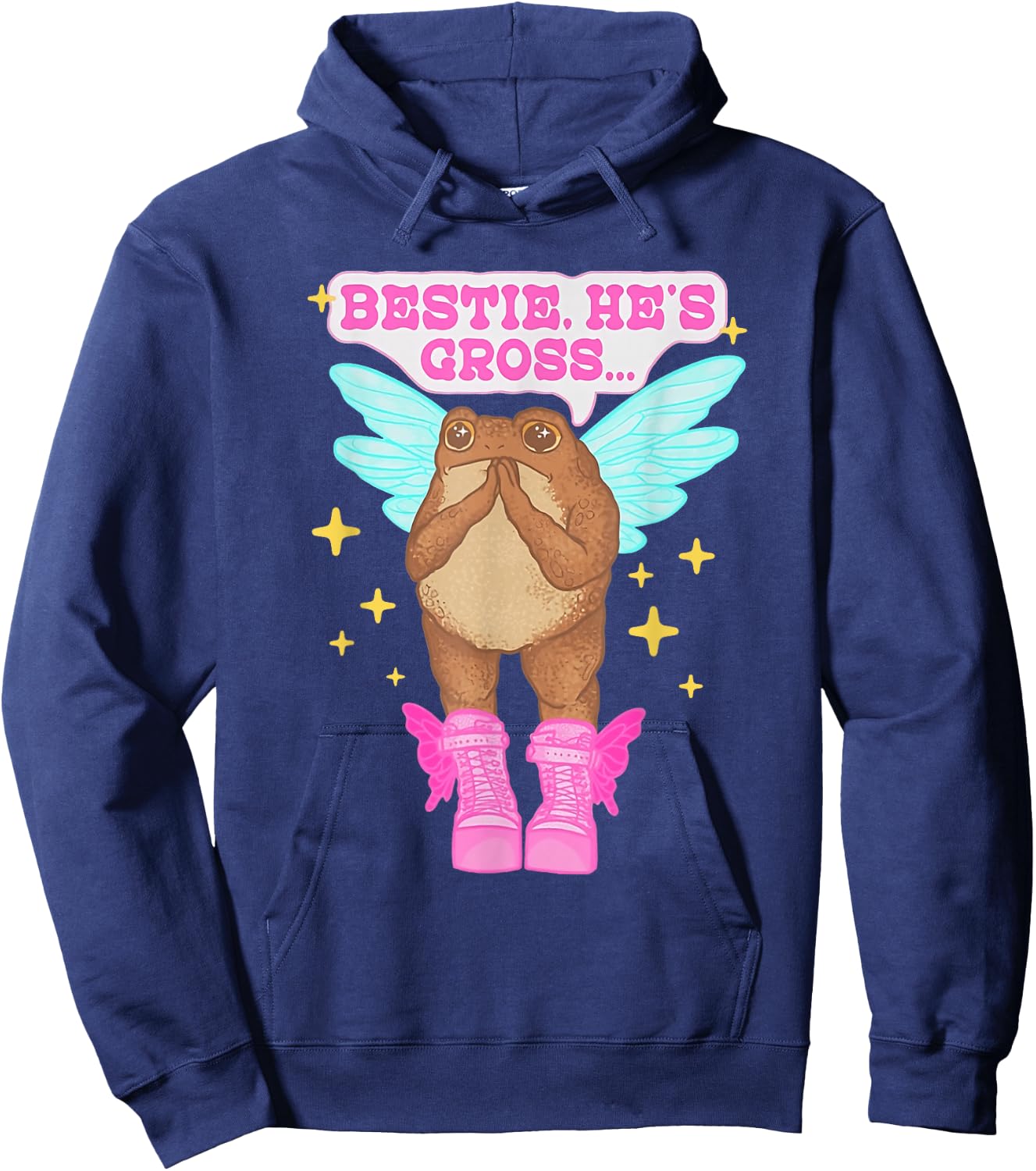 Bestie He's Gross Frog Funny Apparel Hoodie - Hoodie | Navy