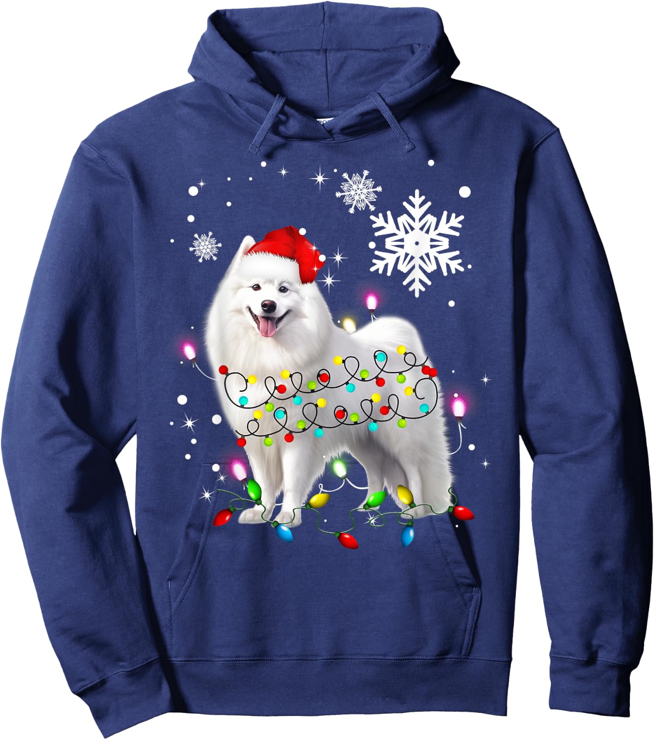 Samoyed Christmas Tree Light Pajama Samoyed Lover Xmas Hoodie - Hoodie | Navy
