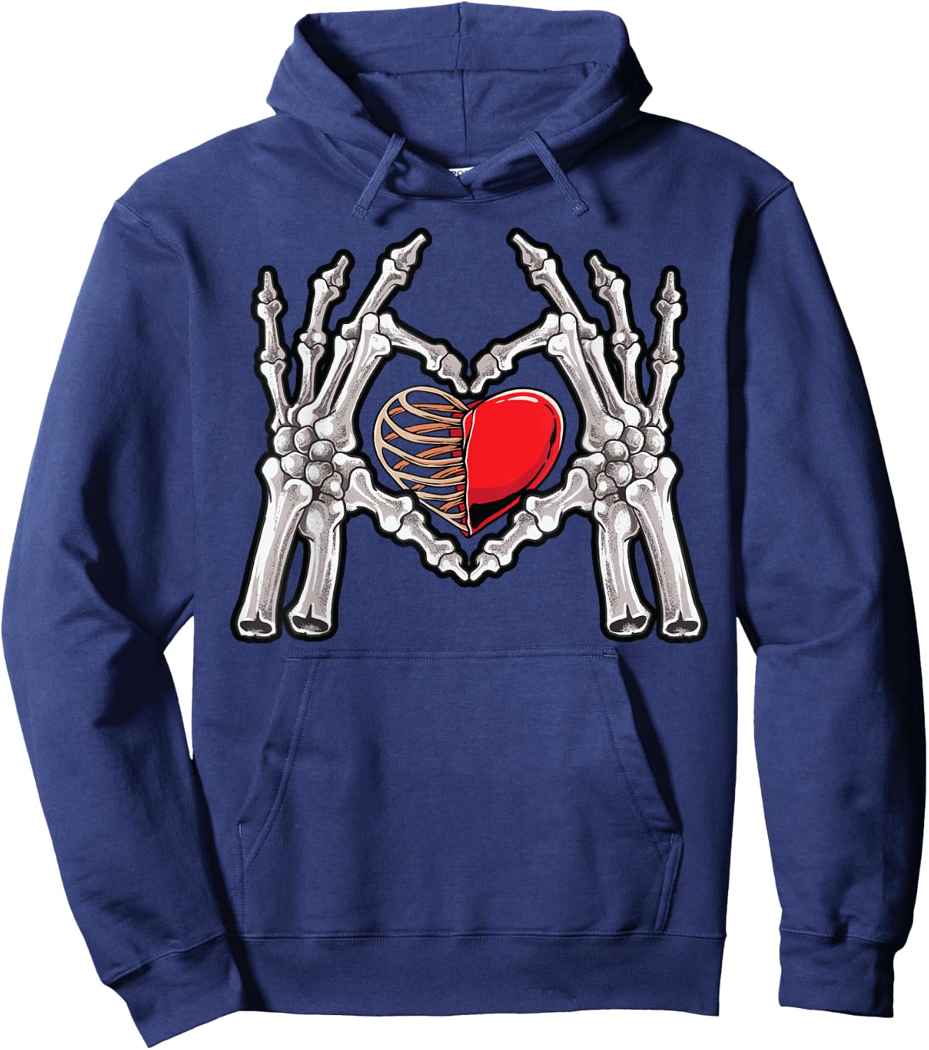 Skeleton Hand Heart Sign Bones Costume Love Skull Tapestry Hoodie - Hoodie | Navy