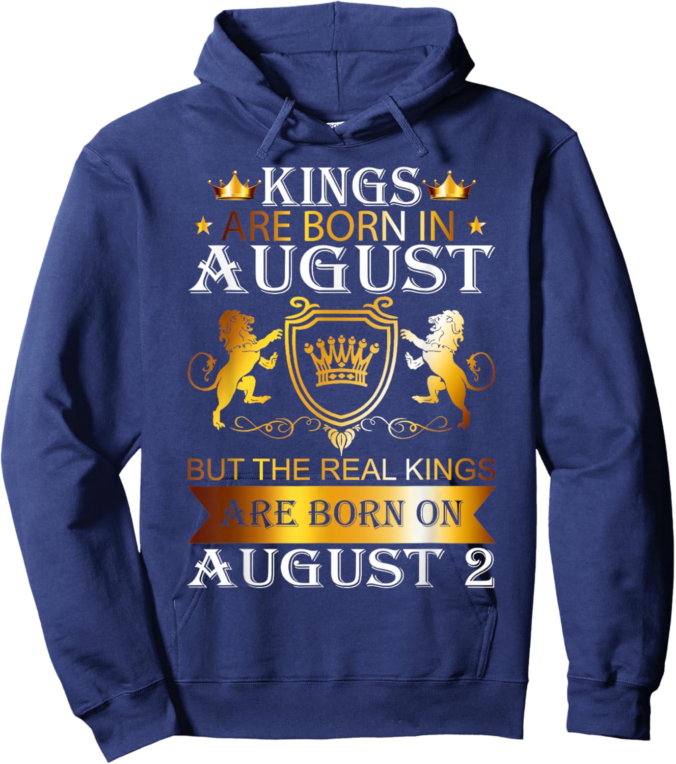 Kings Are Born On August 2nd Birthday Bday Boys Kids Hoodie - Hoodie | Navy