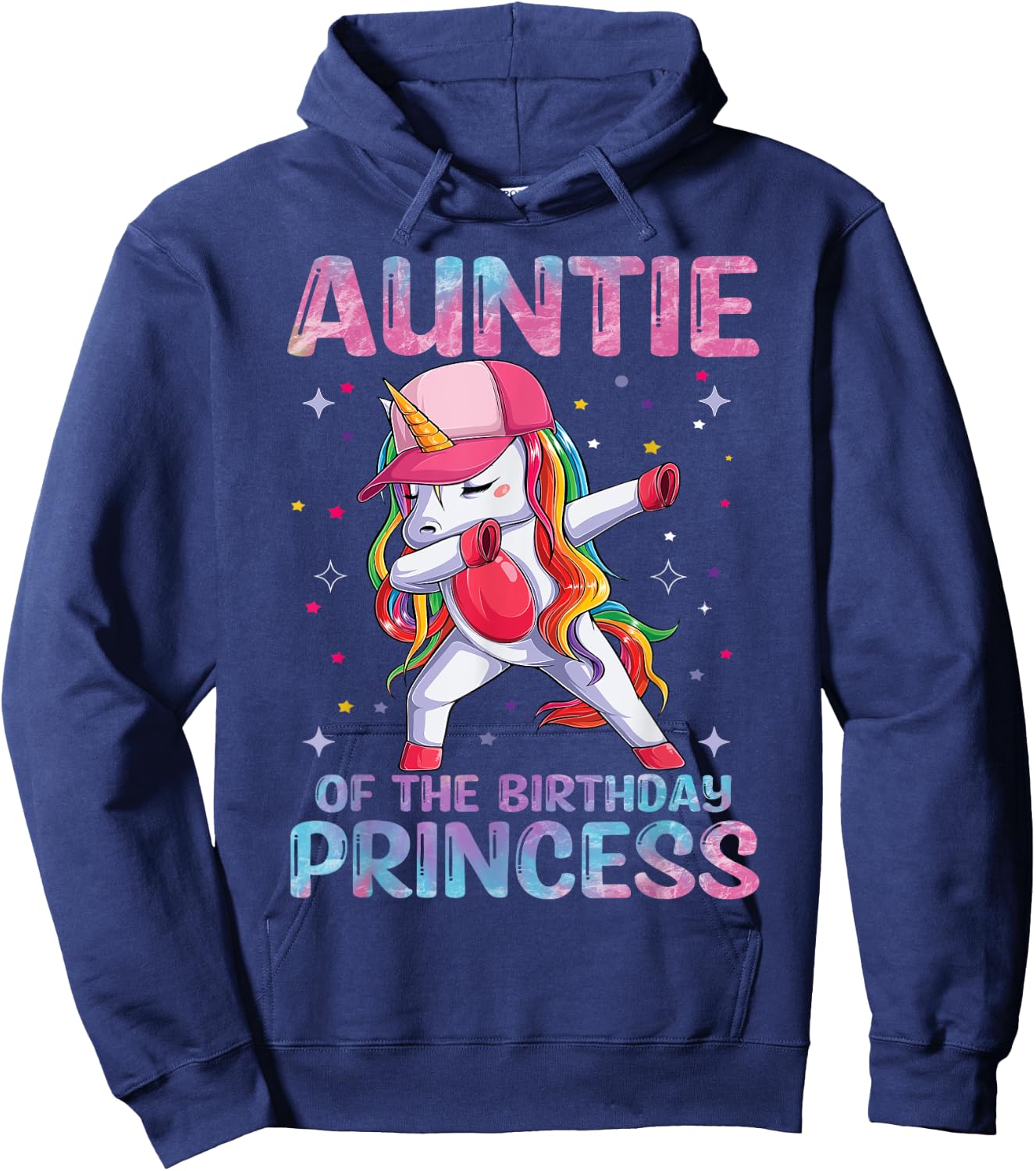 Auntie of the Birthday Princess Girl Dabbing Unicorn Aunt Hoodie - Hoodie | Navy