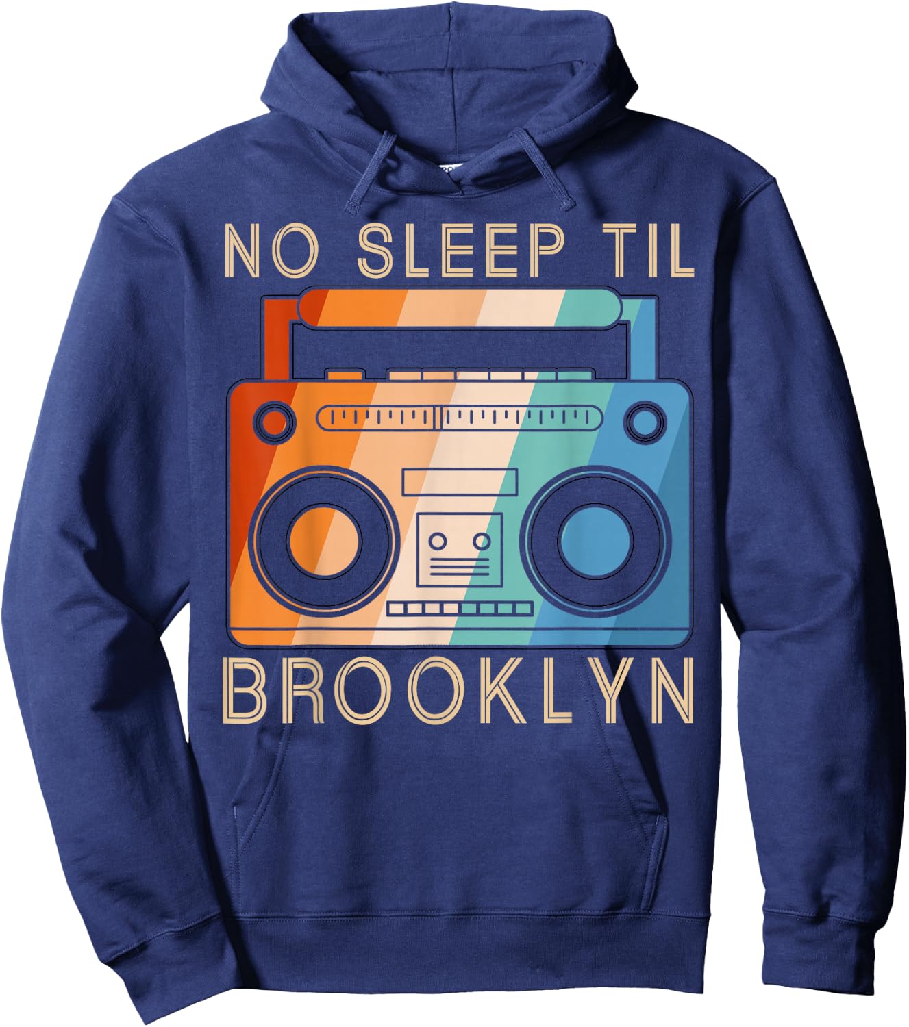 Retro No Sleep Til Brooklyn Vintage Portable Stereo Hoodie - Hoodie | Navy