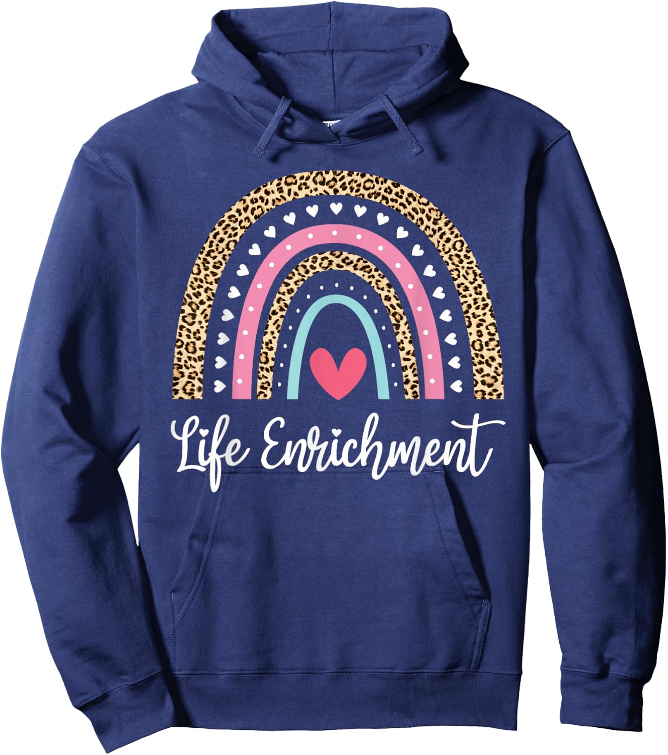 Life Enrichment Coordinator Rainbow Leopar Activity Director Hoodie - Hoodie | Navy