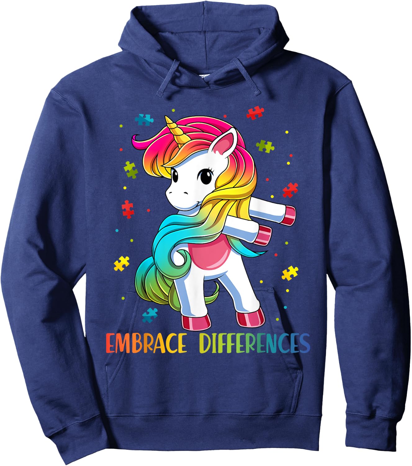 Embrace Differences Unicorn - Autism Awareness for Kids Hoodie - Hoodie | Navy