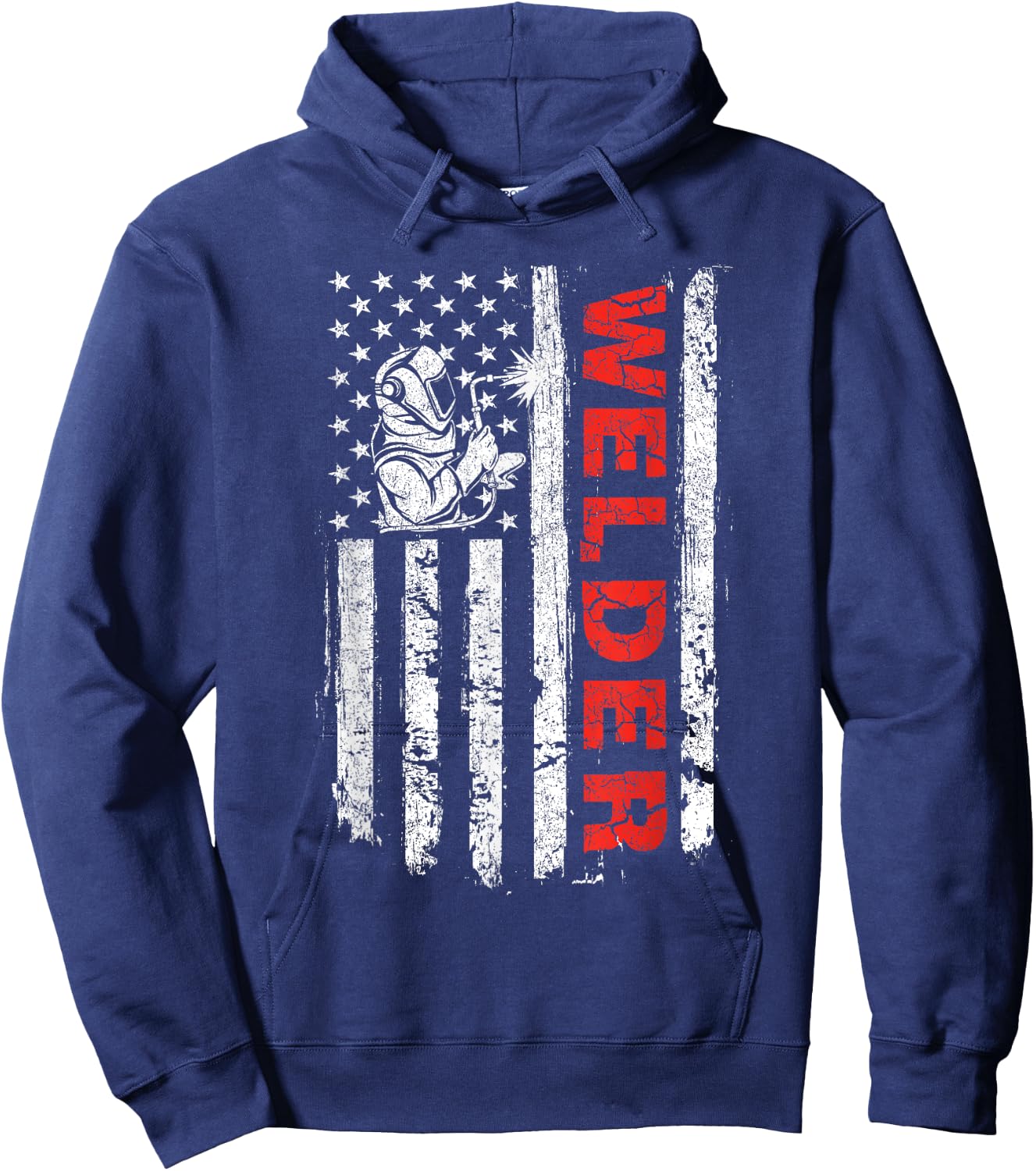 Welder - USA American Flag Welding Iron Worker Construction Women Men Hoodie - Hoodie | Navy
