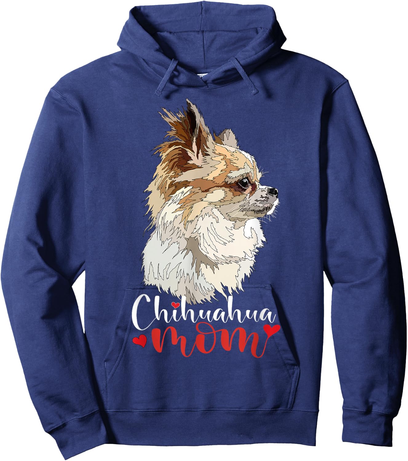 Long Haired Chihuahua Mom Chiwawa Long Hair Mama Dog Lover Hoodie - Hoodie | Navy
