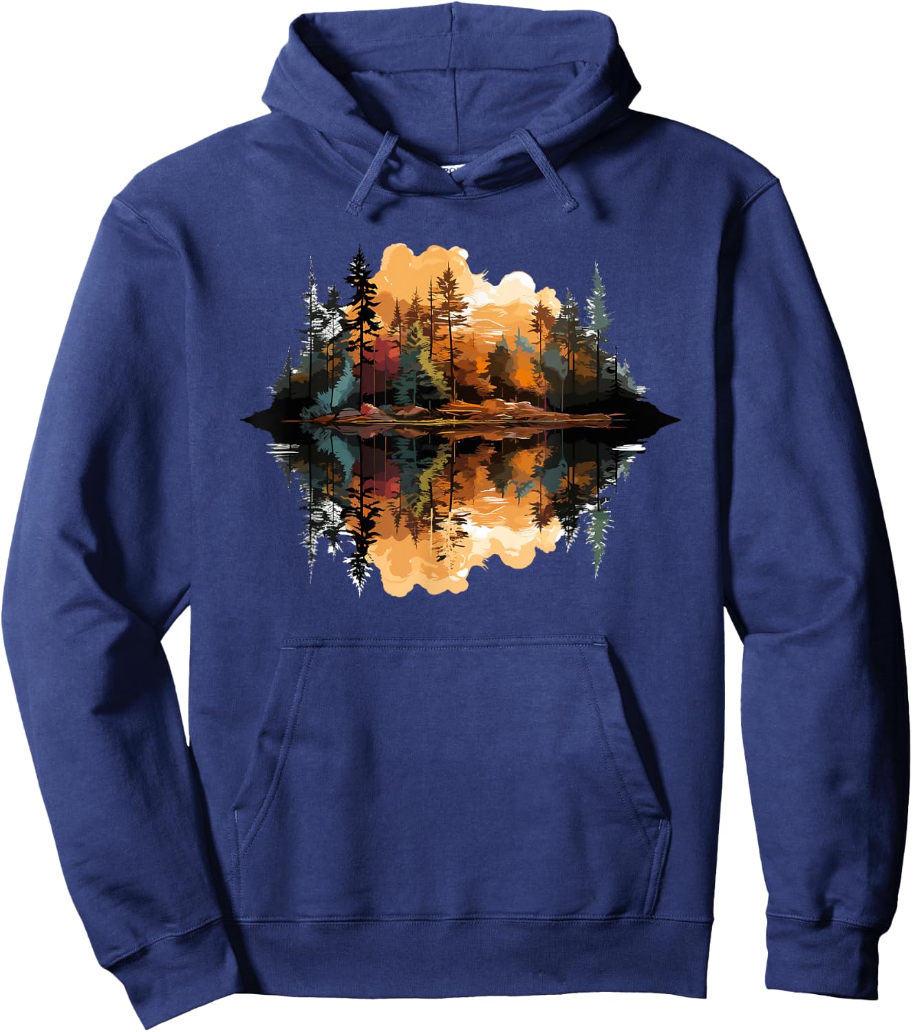 Nature Reflection Forest Trees Outdoor Wildlife Hoodie - Hoodie | Navy