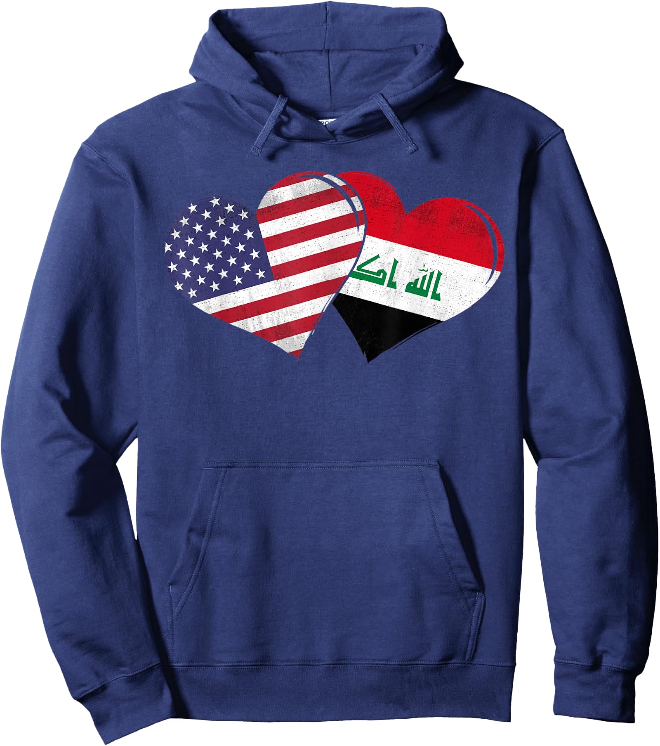Vintage Iraq - American Flag Heart For Iraqi Hoodie - Hoodie | Navy