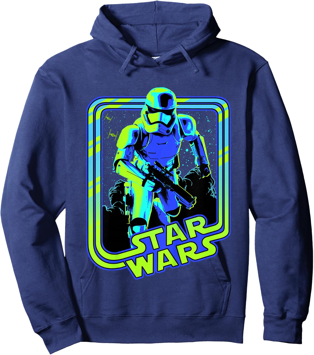 Kids Star Wars Classic Stormtrooper Retro Neon Glow Poster Hoodie - Hoodie | Navy
