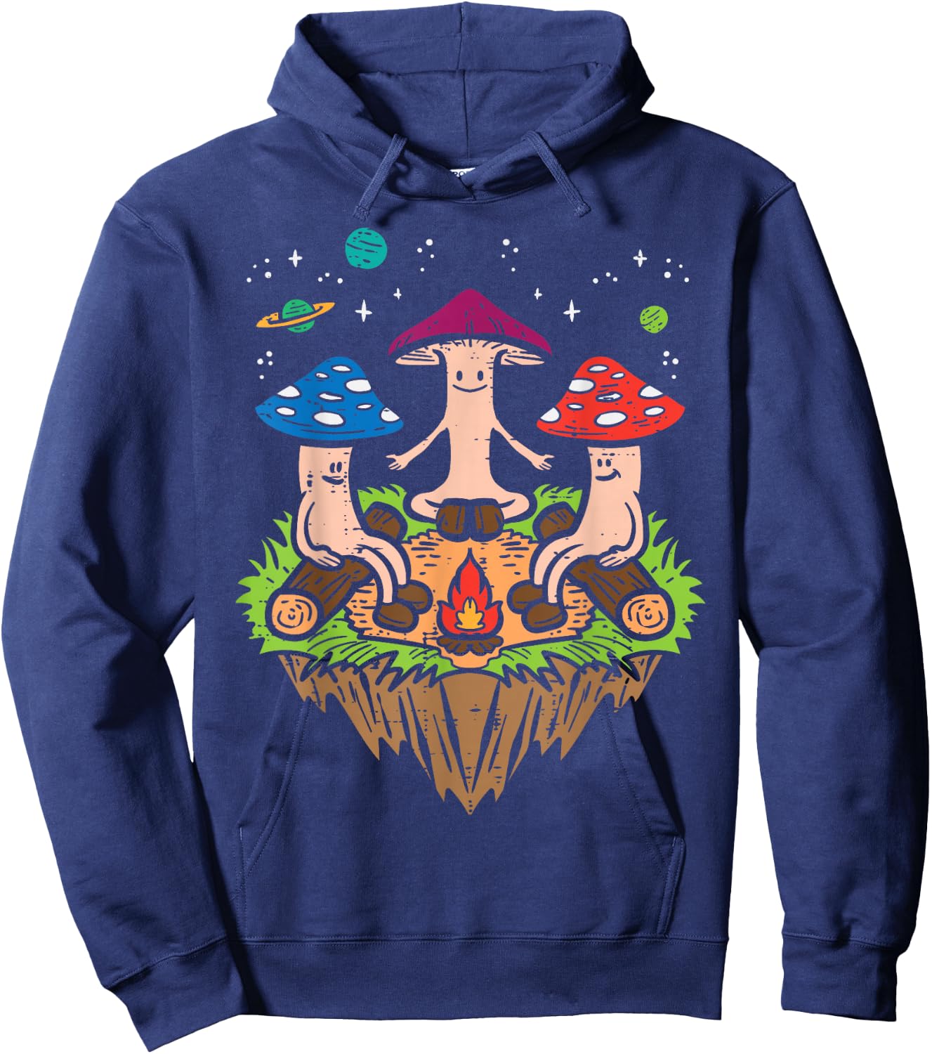 Hippie Mushrooms Camping Funny Psychedelic Camper Men Women Hoodie - Hoodie | Navy