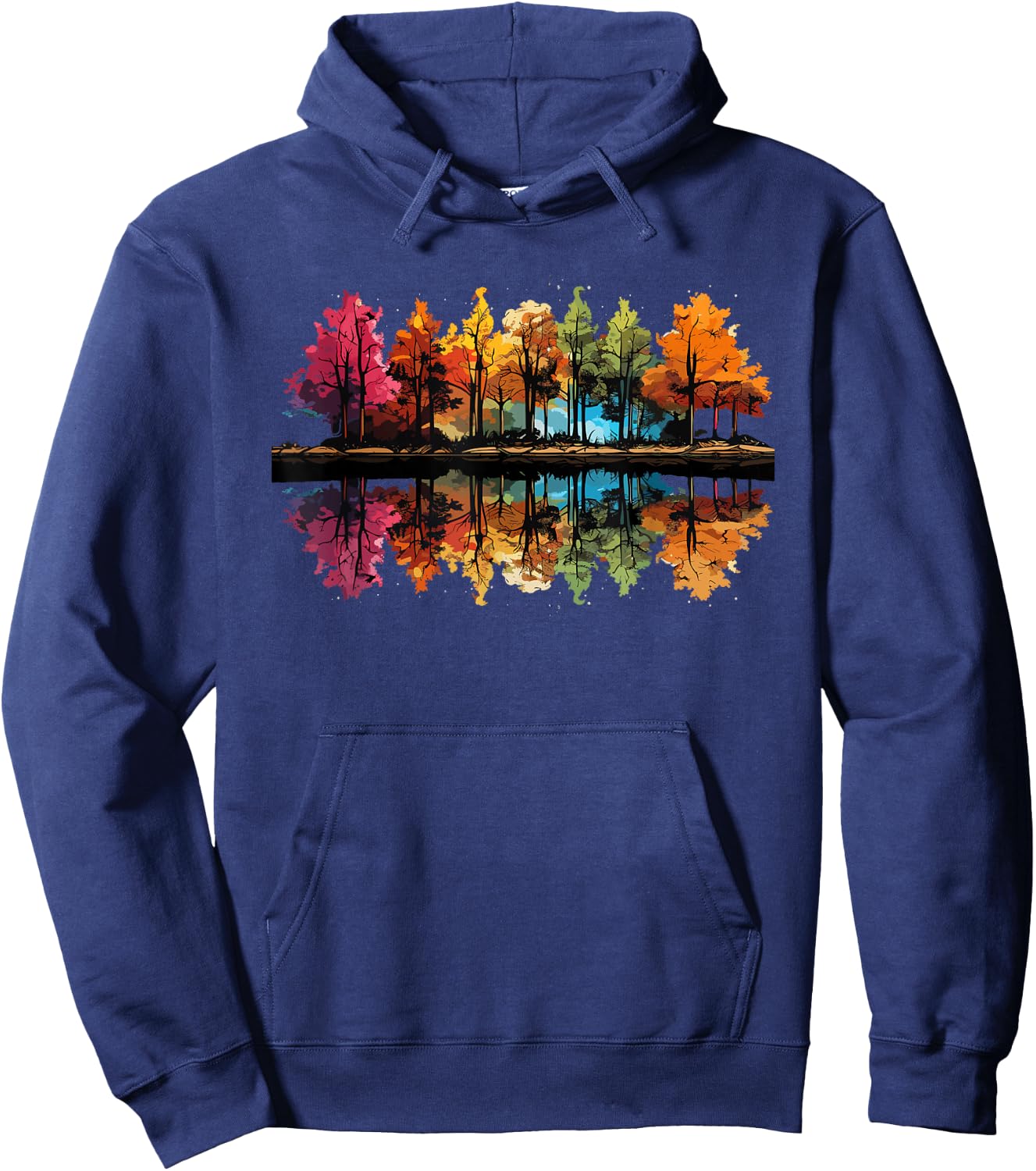 Nature Reflection Forest Trees Outdoor Wildlife Hoodie - Hoodie | Navy