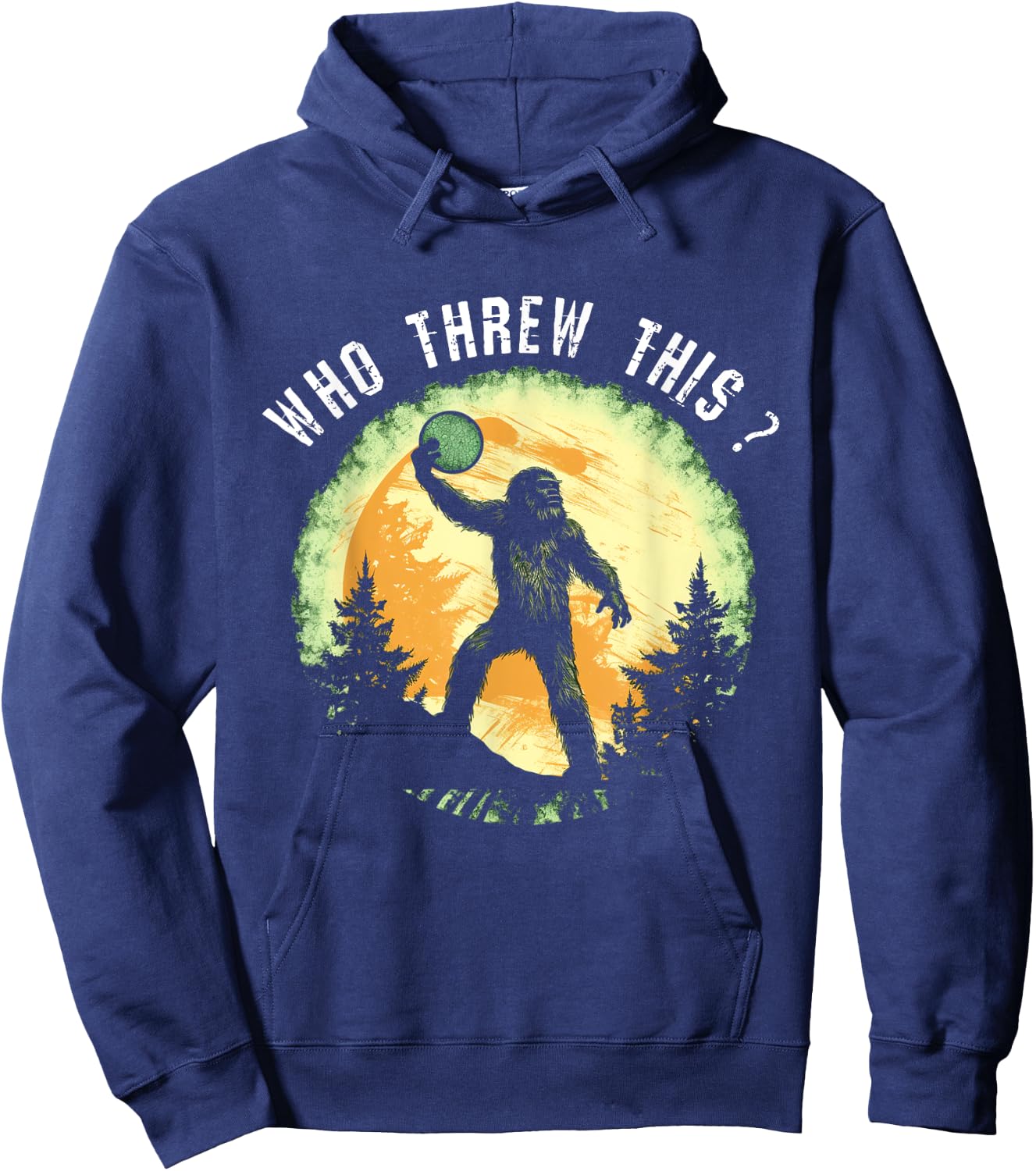 Dirhame Disc Golf Funny Bigfoot , -Adults, Black, Small, Short Sleeve, Classic Fit, Cotton 60% Polyester 40% Hoodie - Hoodie | Navy