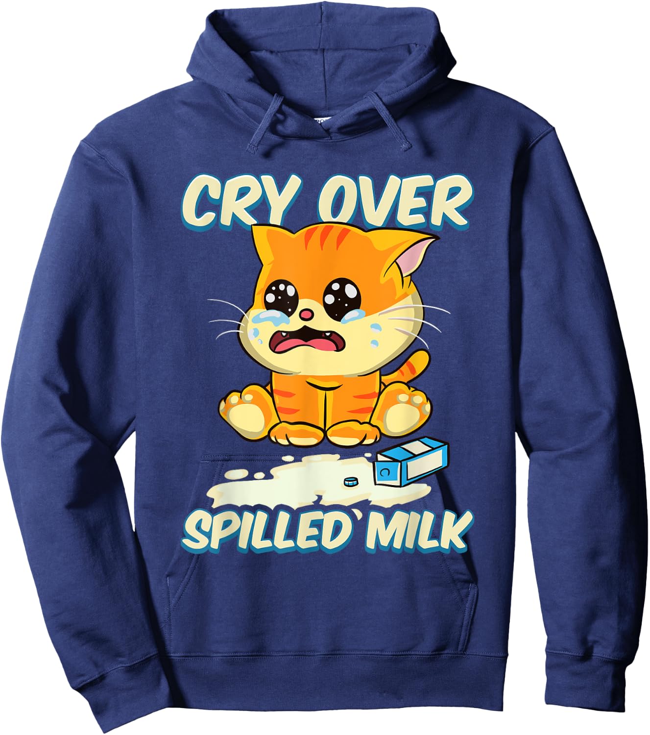 Cry Over Spilled Milk Kitten Hoodie - Hoodie | Navy