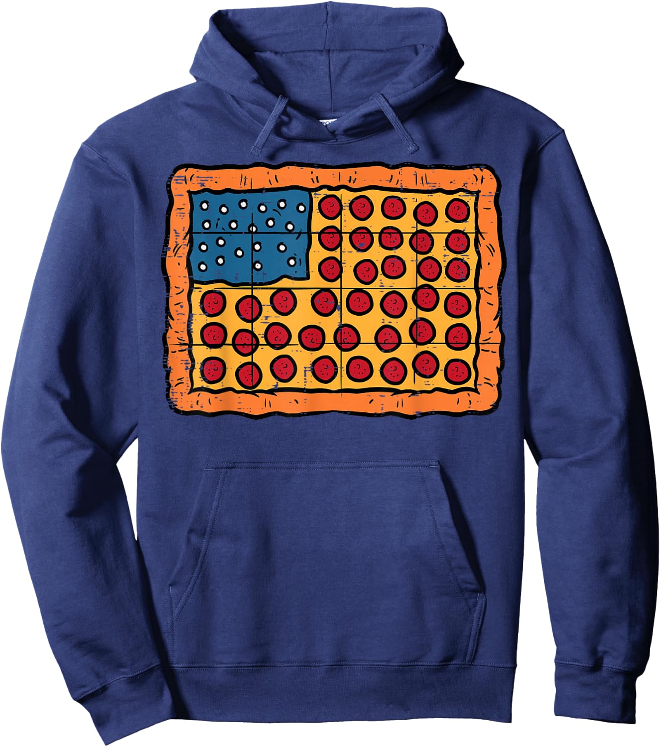 4th July Pizza US Flag Funny Patriotic Food Men Women Kids Hoodie - Hoodie | Navy