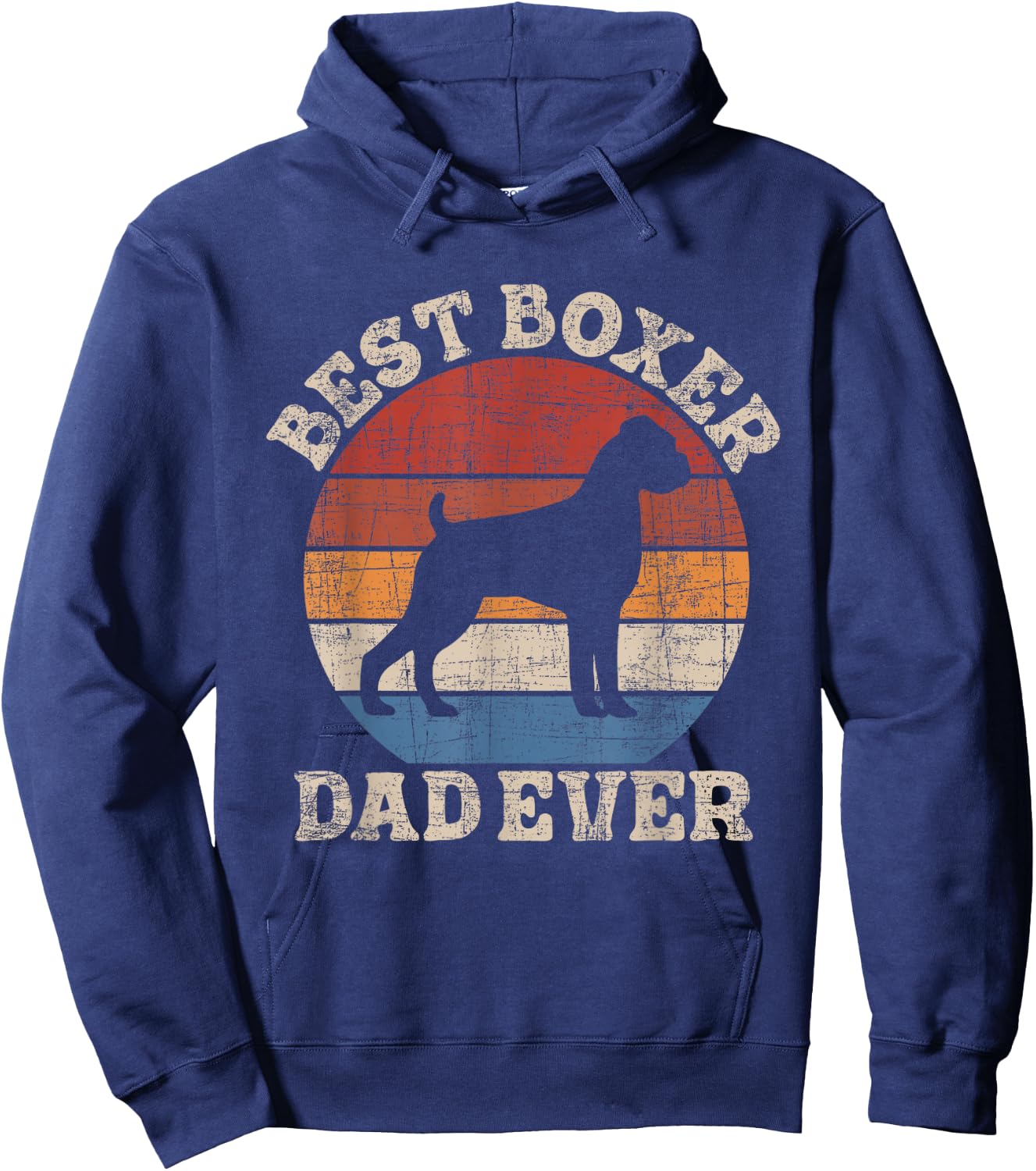 Best Boxer Dad Ever - Retro Vintage Animal Whisperer Puppy Hoodie - Hoodie | Navy