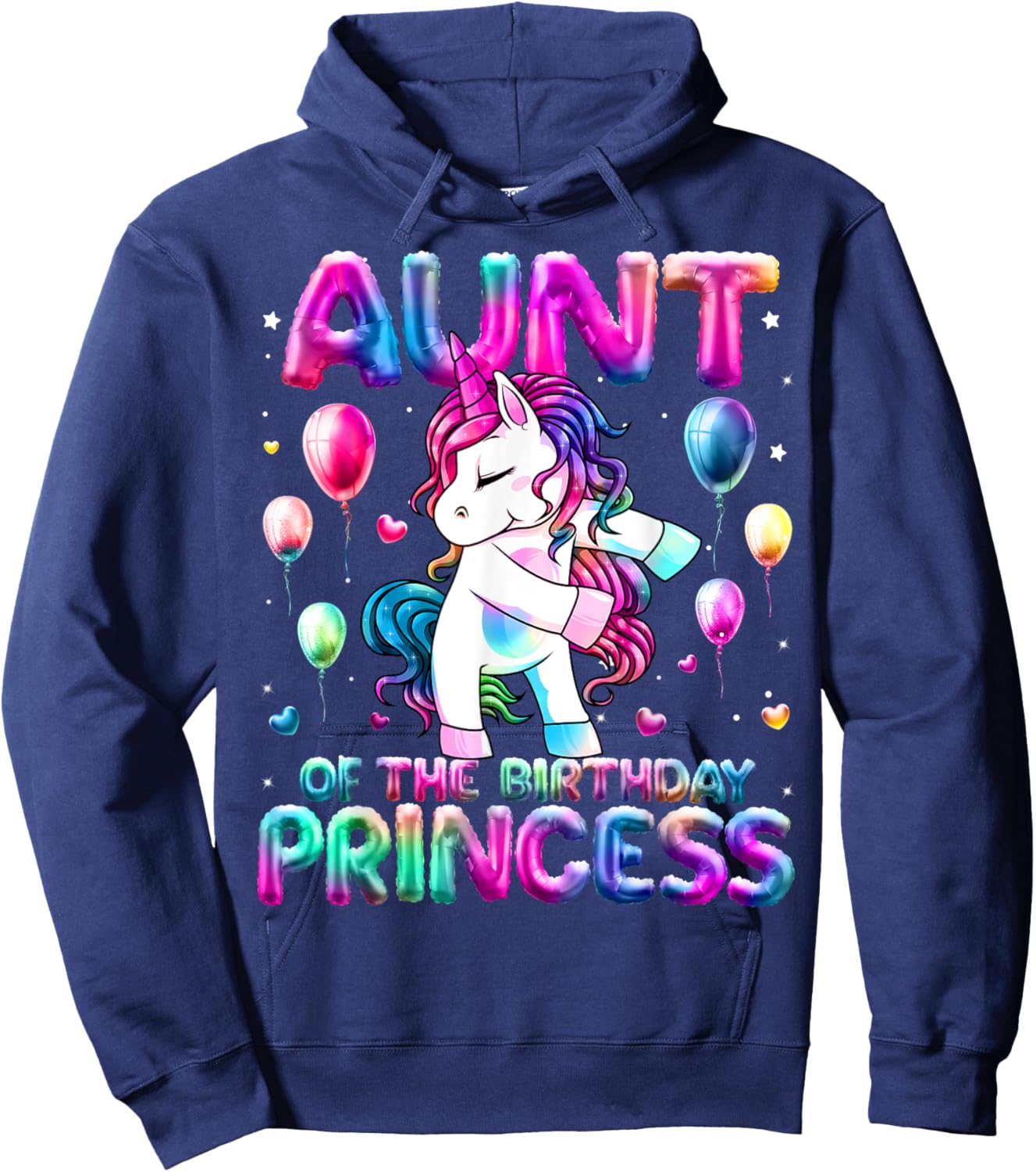 Auntie of the Birthday Princess Girl Flossing Unicorn Aunt Hoodie - Hoodie | Navy