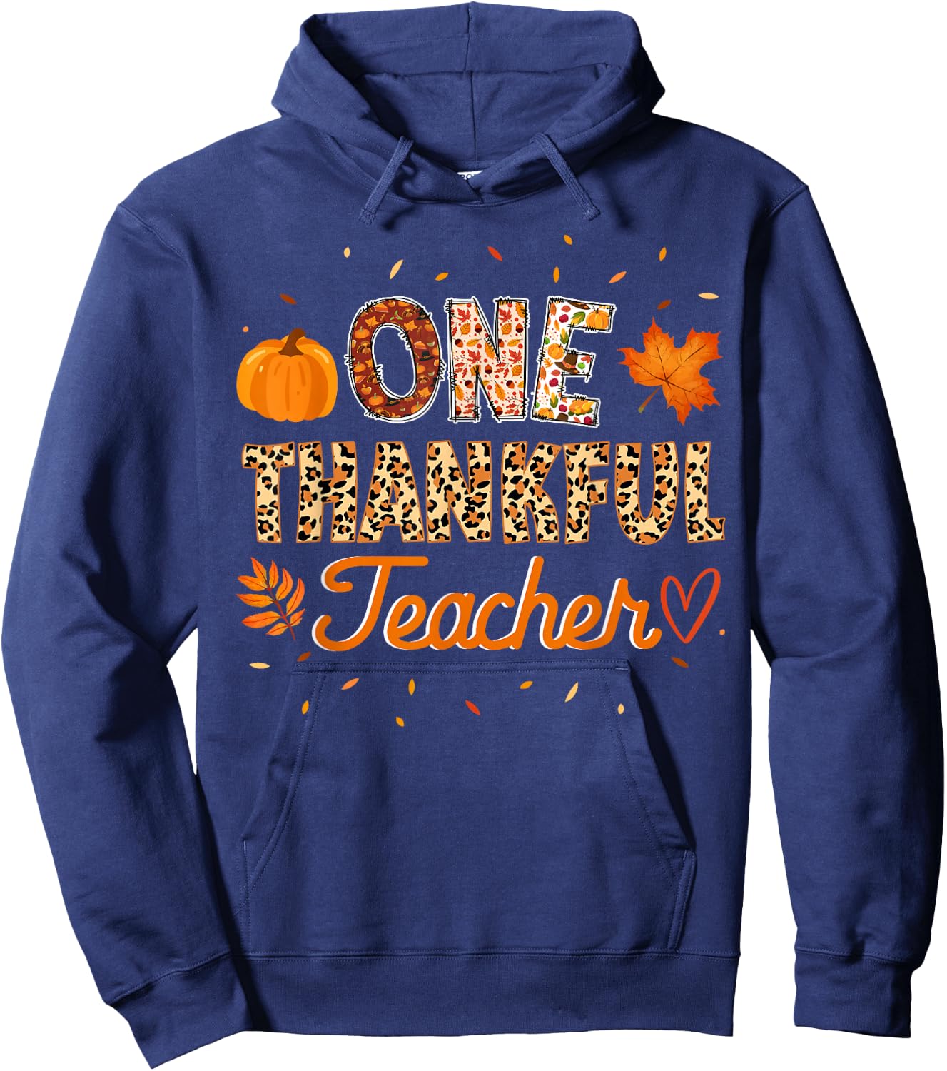 Rainbow Leopard Fall Thanksgiving Teacher Outfit Women Men Hoodie - Hoodie | Navy
