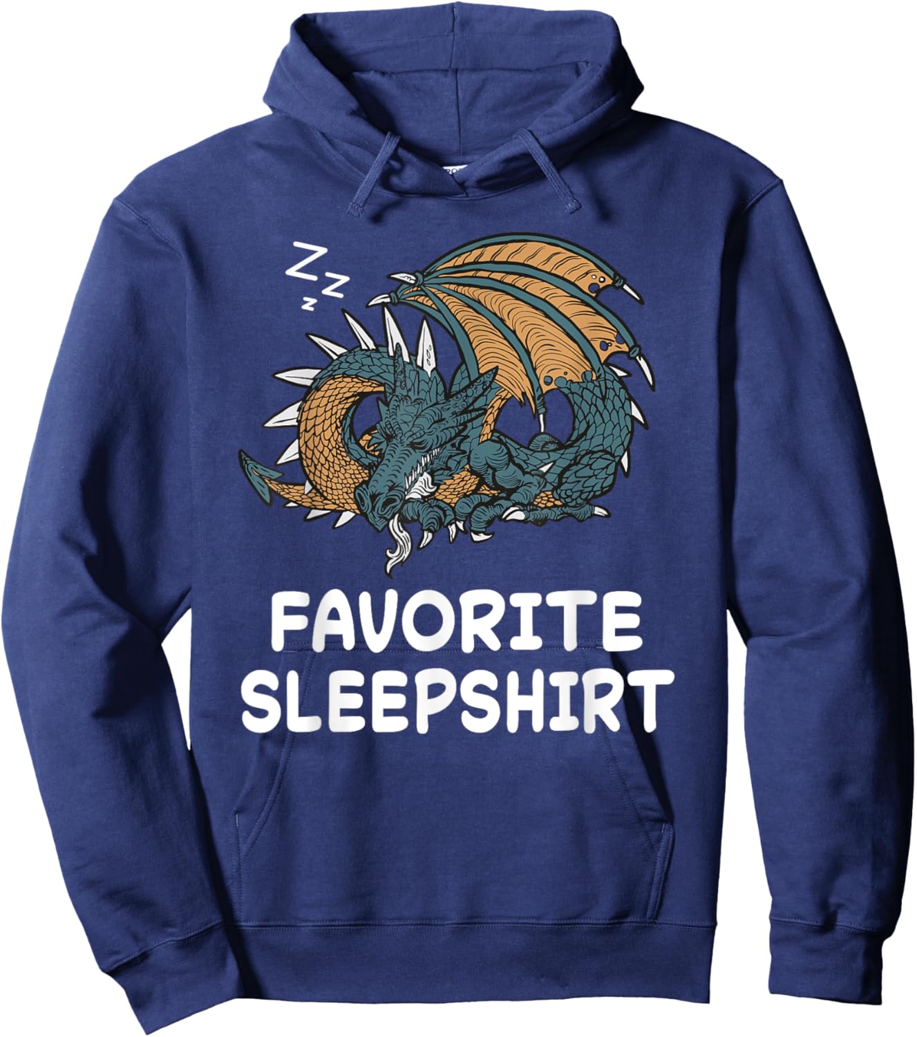 Dragon Dragons Nap Sleeping Sleep Pajama Nightgown Hoodie - Hoodie | Navy