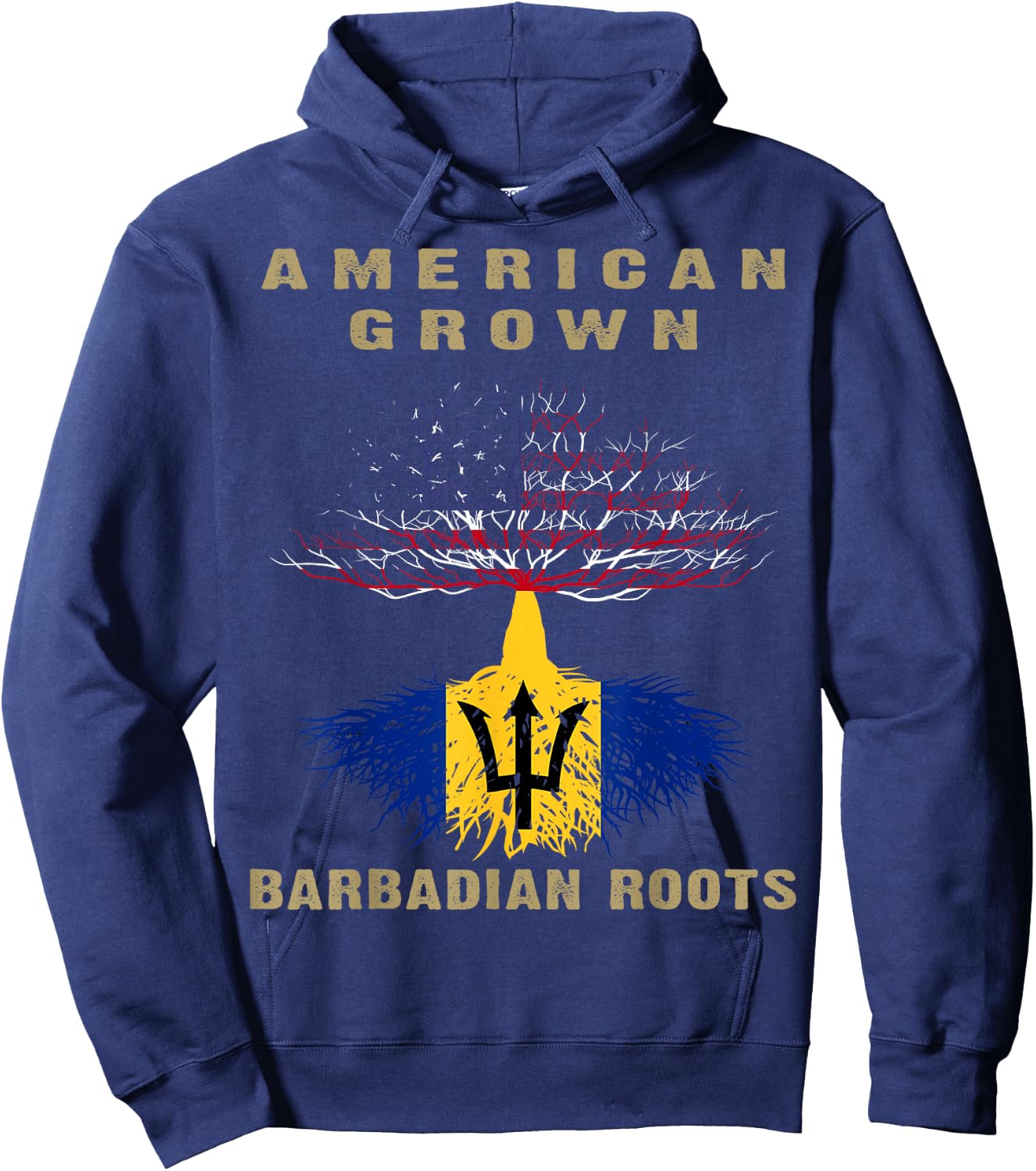 Barbados Bajan Barbadian Heritage Proud Half Barbadian Flag Hoodie - Hoodie | Navy