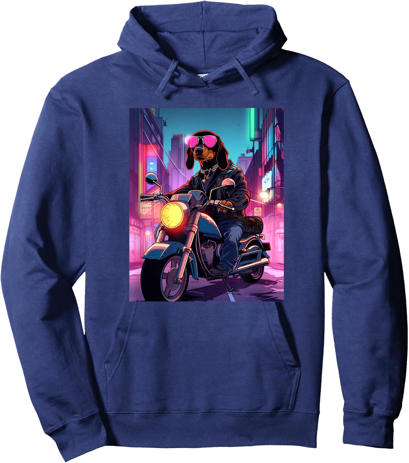Dachshund Biker Funny Dog Motorcycle Men Women Kids Hoodie - Hoodie | Navy