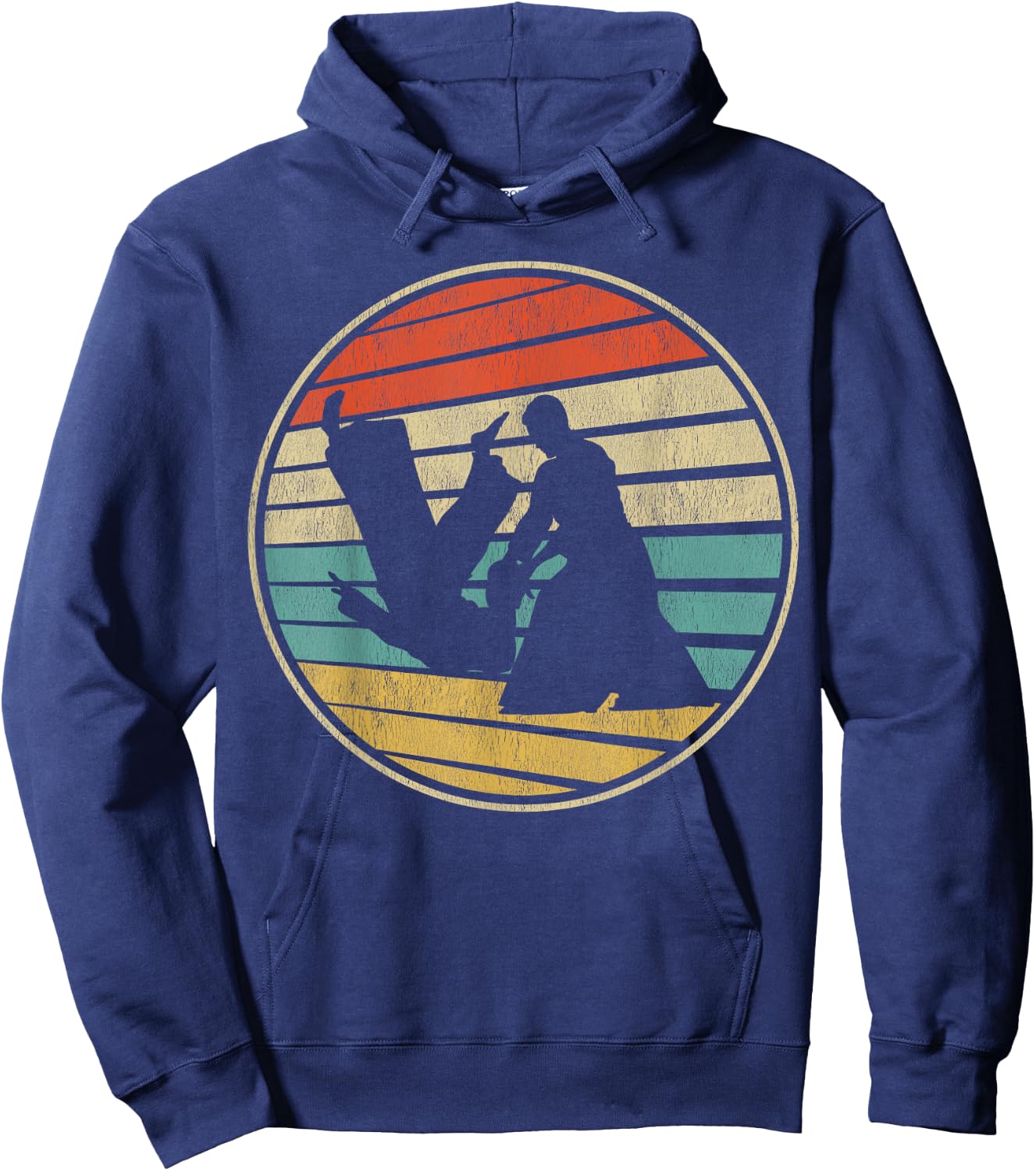 Cute Aikido Gift Retro Vintage 70s 80s Japanese Martial Art Hoodie - Hoodie | Navy