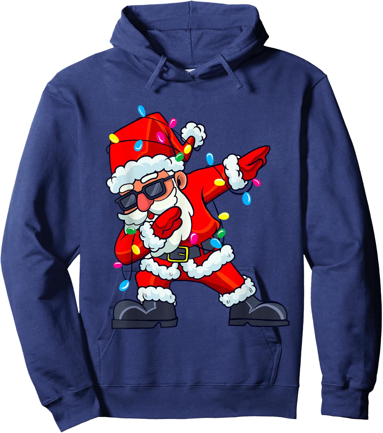 Dabbing Santa Claus Christmas Tree Lights Boys Kids Dab Xmas Hoodie - Hoodie | Navy