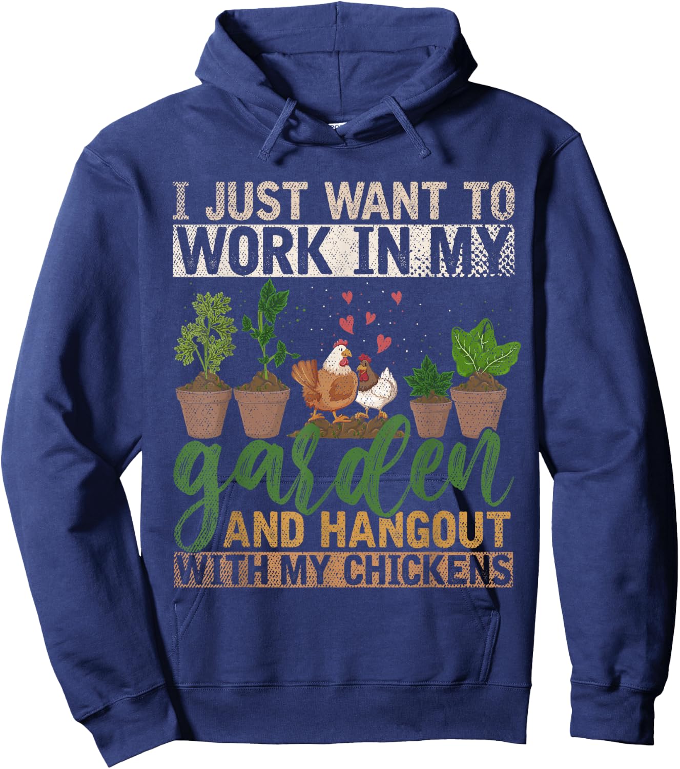 Farm Bird Chicken Funny Gardener Gift Farmer Gardening Hoodie - Hoodie | Navy