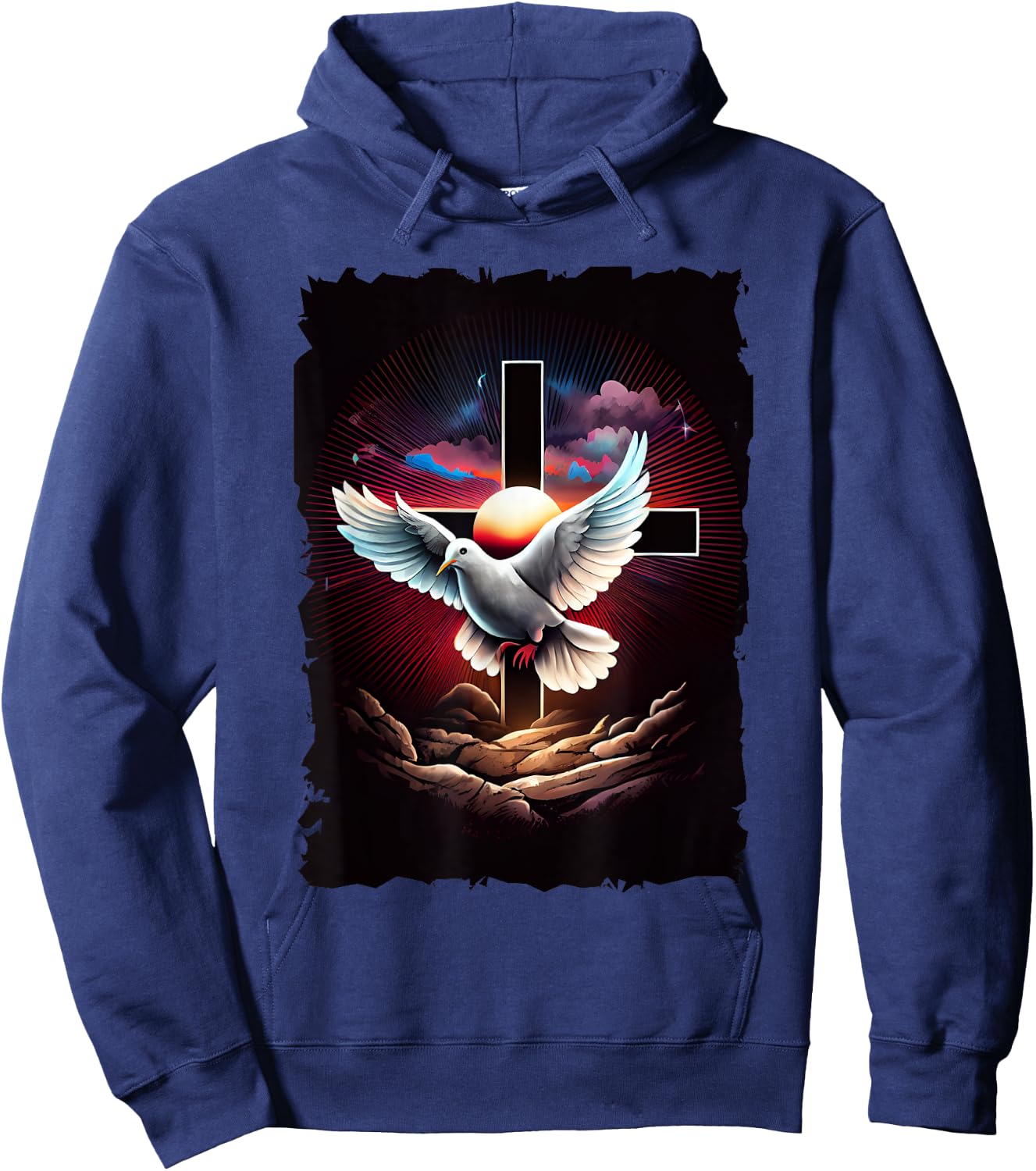 Christian Dove Cross retro 70s vintage Hoodie - Hoodie | Navy
