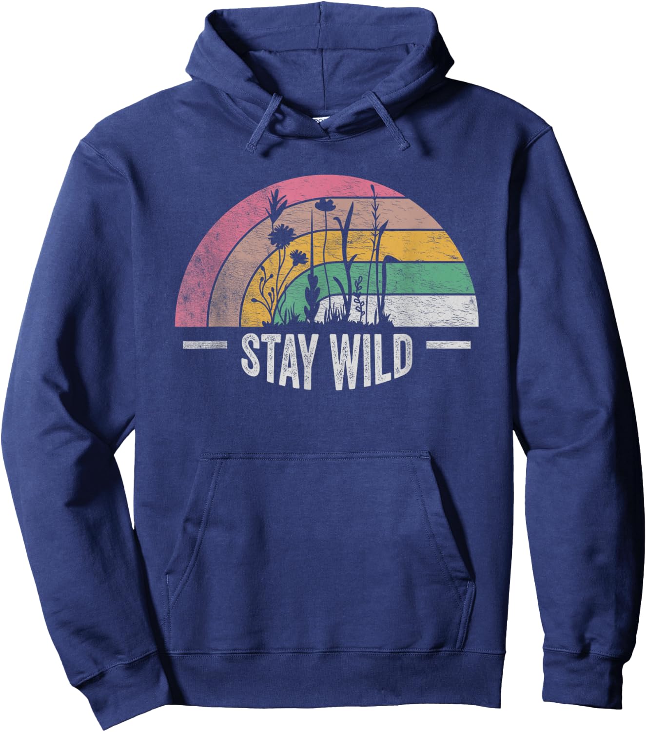 Retro Vintage Stay Wild Wildflower Inspirational Women Quote Hoodie - Hoodie | Navy
