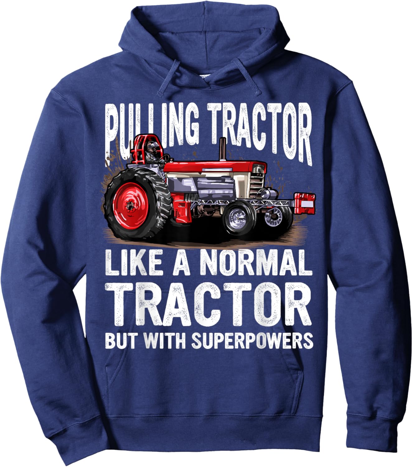 Passion Tractorpulling Men's Black Tractor Pulling Superpower Fun Hoodie - Hoodie | Navy