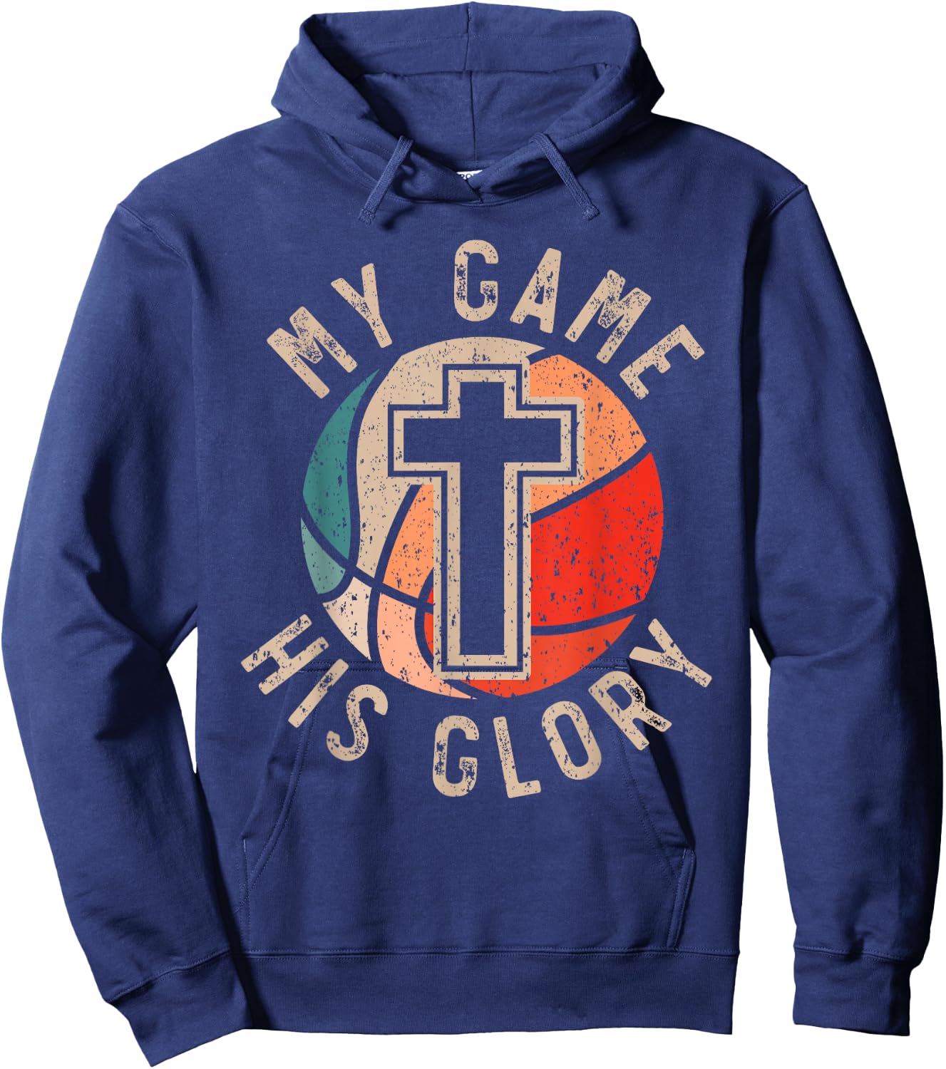 Basketball and Jesus Christ Christian Believer Hooper Hoodie - Hoodie | Navy