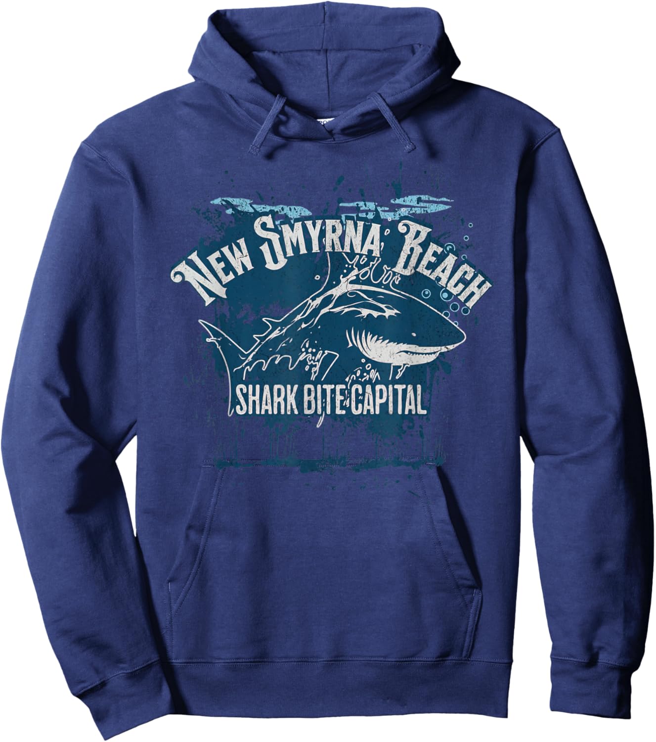 New Smyrna Beach: Shark Bite Capital Of The World Graphic Women Kids Hoodie - Hoodie | Navy