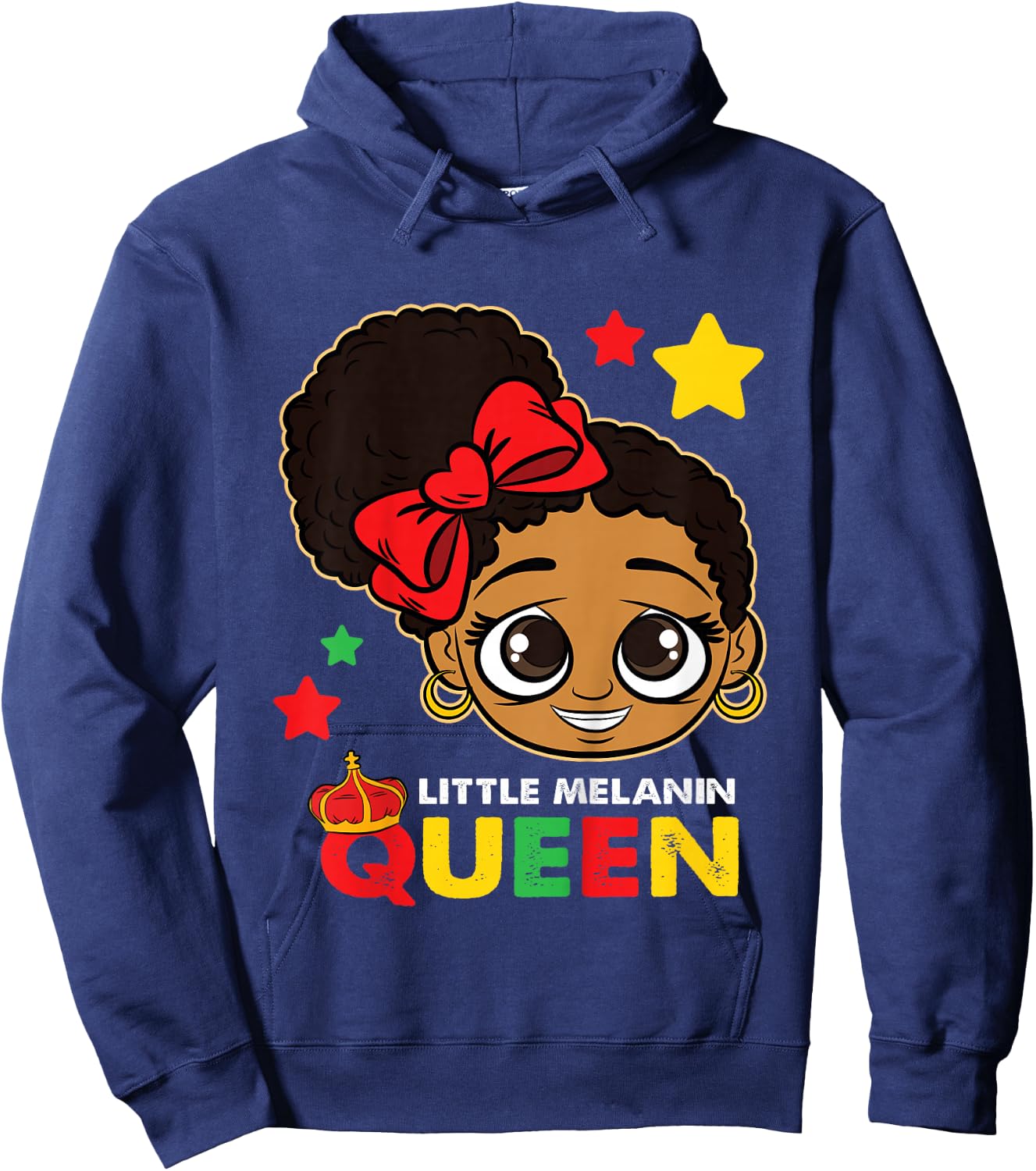 Kids Little Melanin Queen Black History Month BLM African Girls Hoodie - Hoodie | Navy