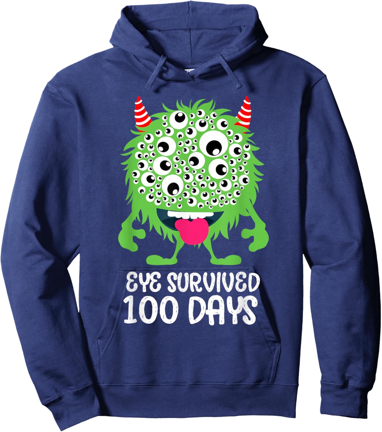 Eye Survived 100 Days Of School Monster Lover Teacher Kids Hoodie - Hoodie | Navy