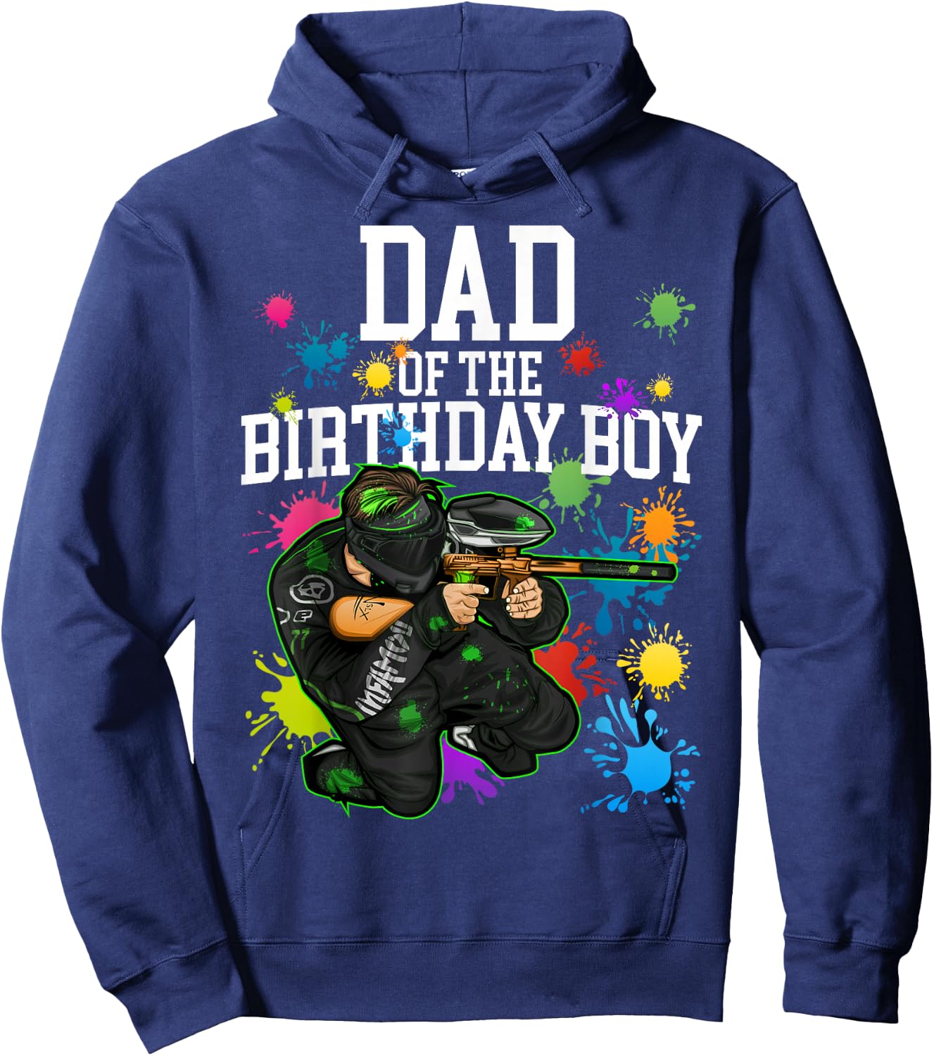 Dad of the Birthday Boy Paintball Sport Matching Family Hoodie - Hoodie | Navy
