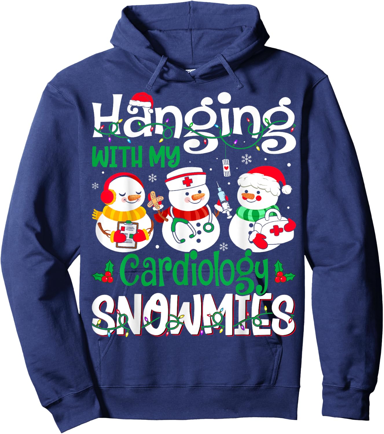 Hanging With My Cardiology Nurse Snowmies Christmas Nursing Hoodie - Hoodie | Navy