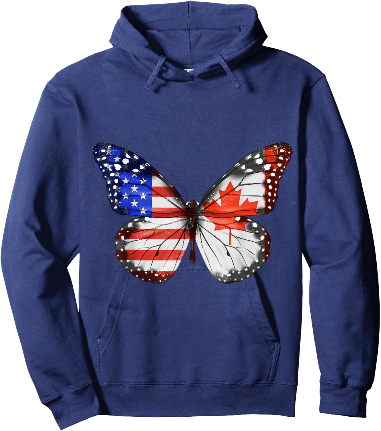American Canadian Flag Butterfly Hoodie - Hoodie | Navy