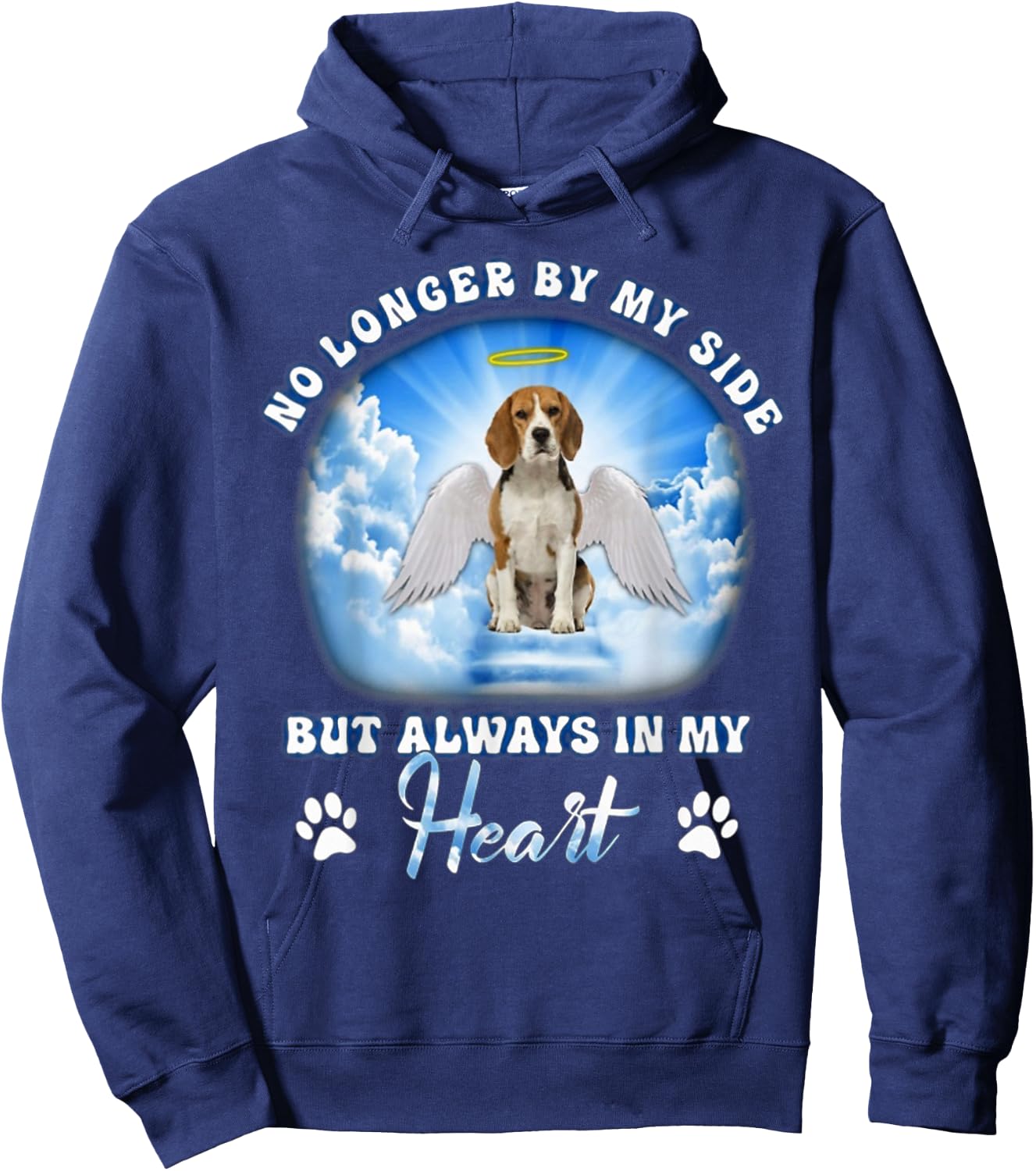 Beagle No Longer By My Side But Always In My Heart Dog Angel Hoodie - Hoodie | Navy