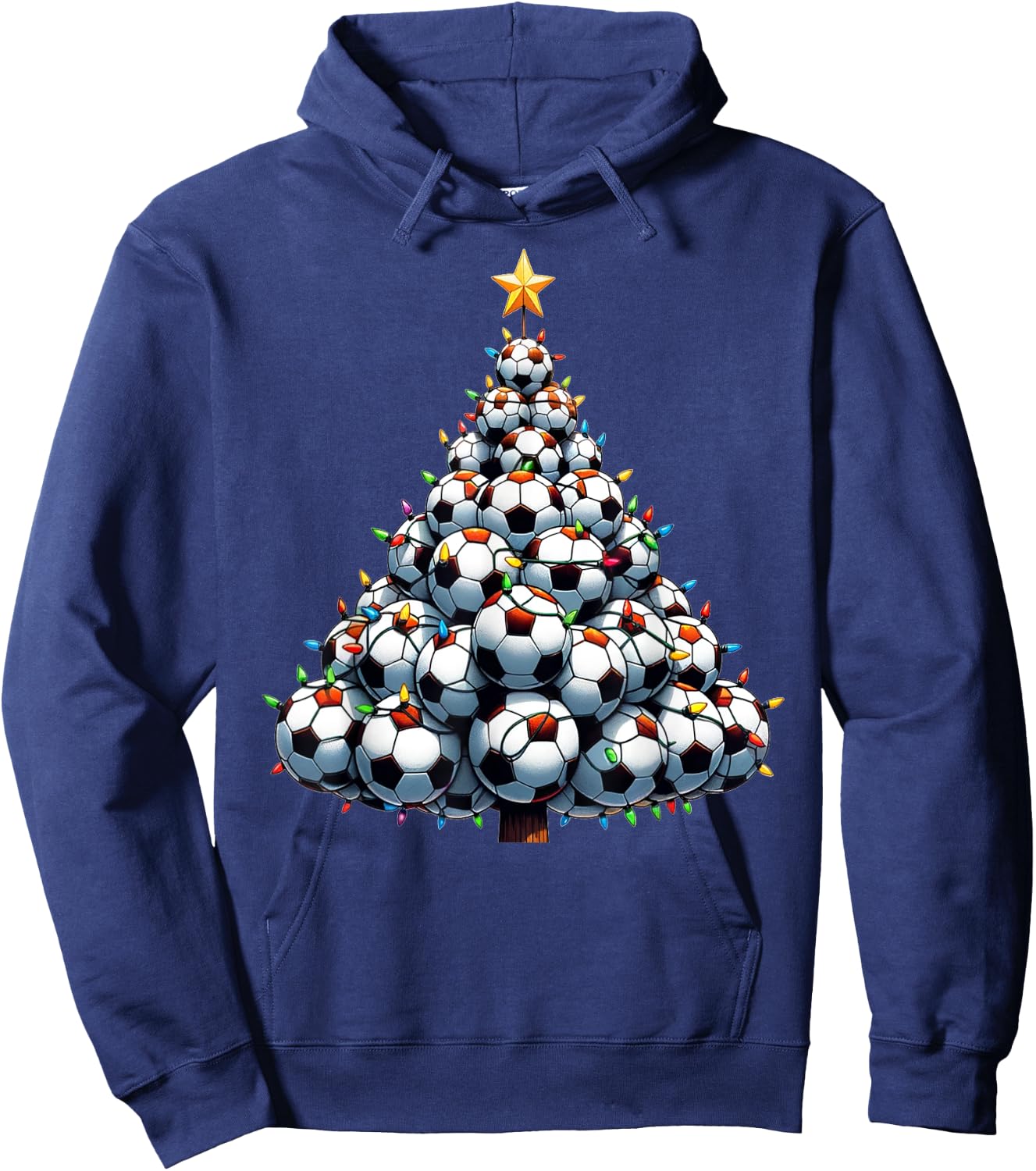 Santa Christmas Soccer Tree Boys Football Soccer Hoodie - Hoodie | Navy