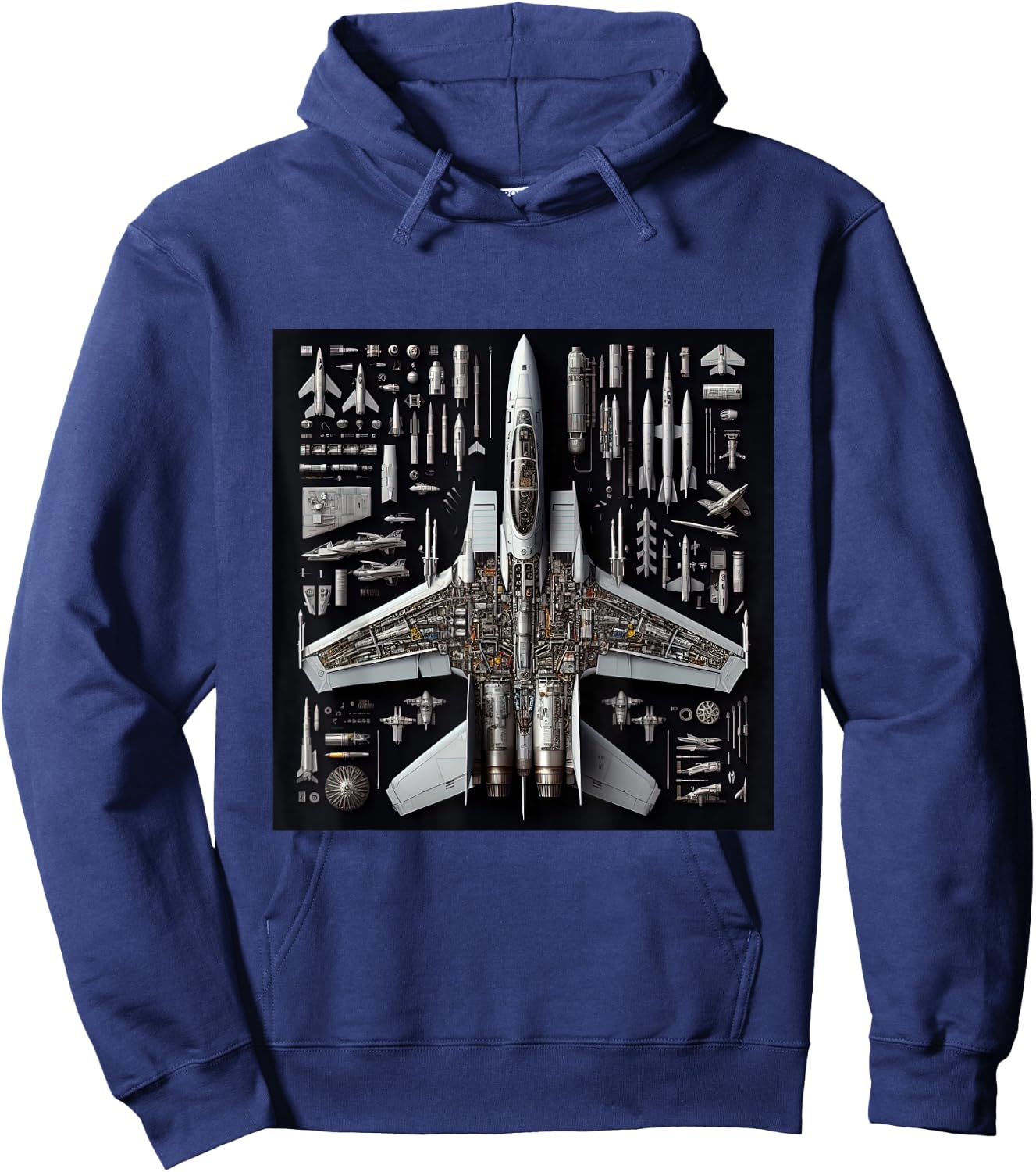 F-14 Tomcat Fighter Jet Anatomy Blueprint Military Aviation Men Women Girls Kids Hoodie - Hoodie | Navy