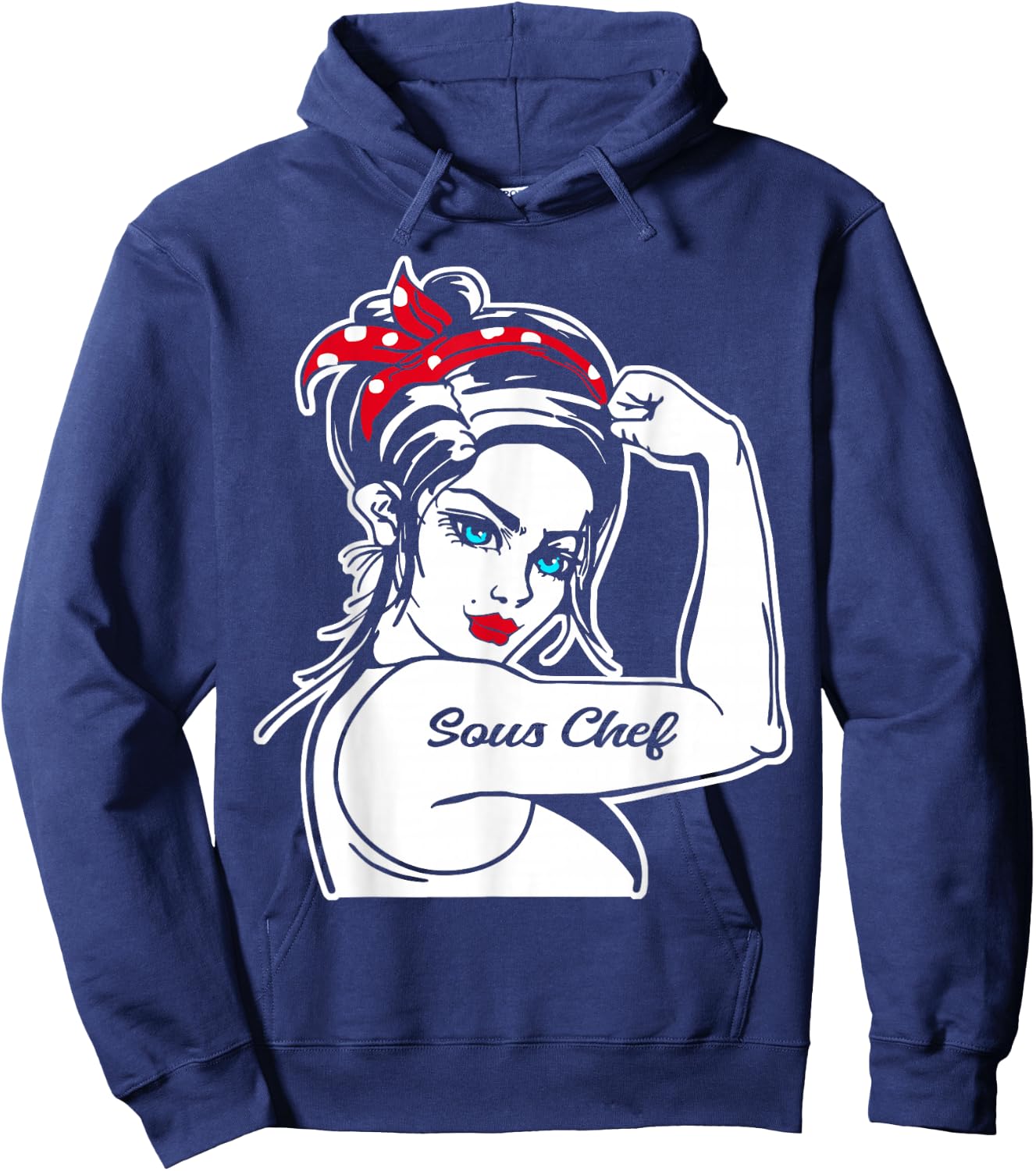 Female Sous Chef Rosie The Riveter Pin Up Girl Sous Chef Hoodie - Hoodie | Navy