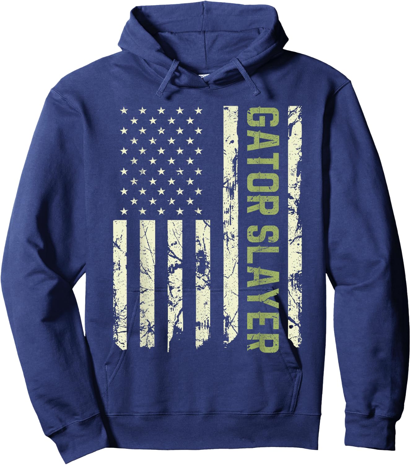 Alligator Hunter American Flag, Patriotic Gator Slayer Women Men Hoodie - Hoodie | Navy