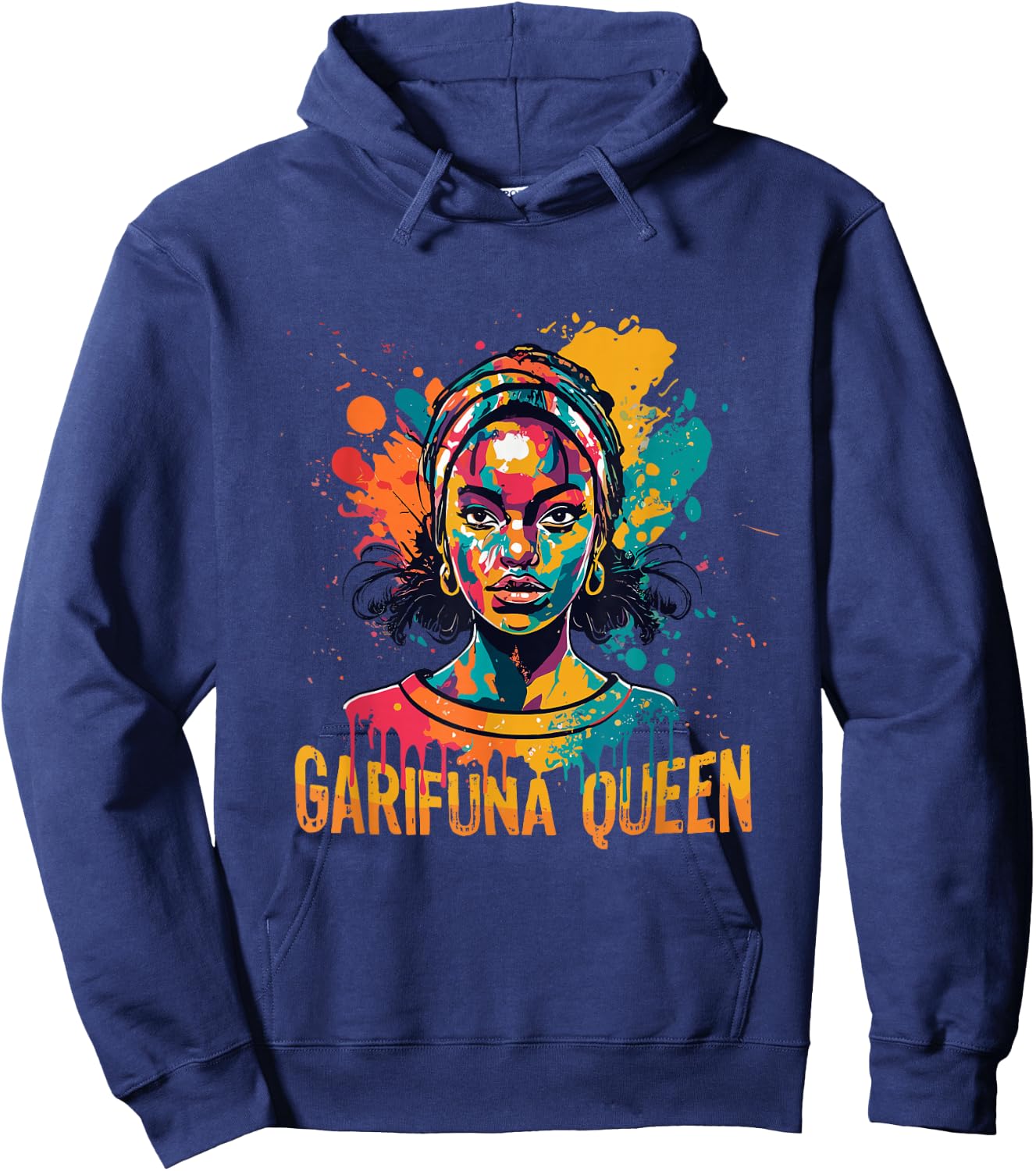 Garifuna Queen Design for Honduras Caribbean Afro Girl Women Hoodie - Hoodie | Navy