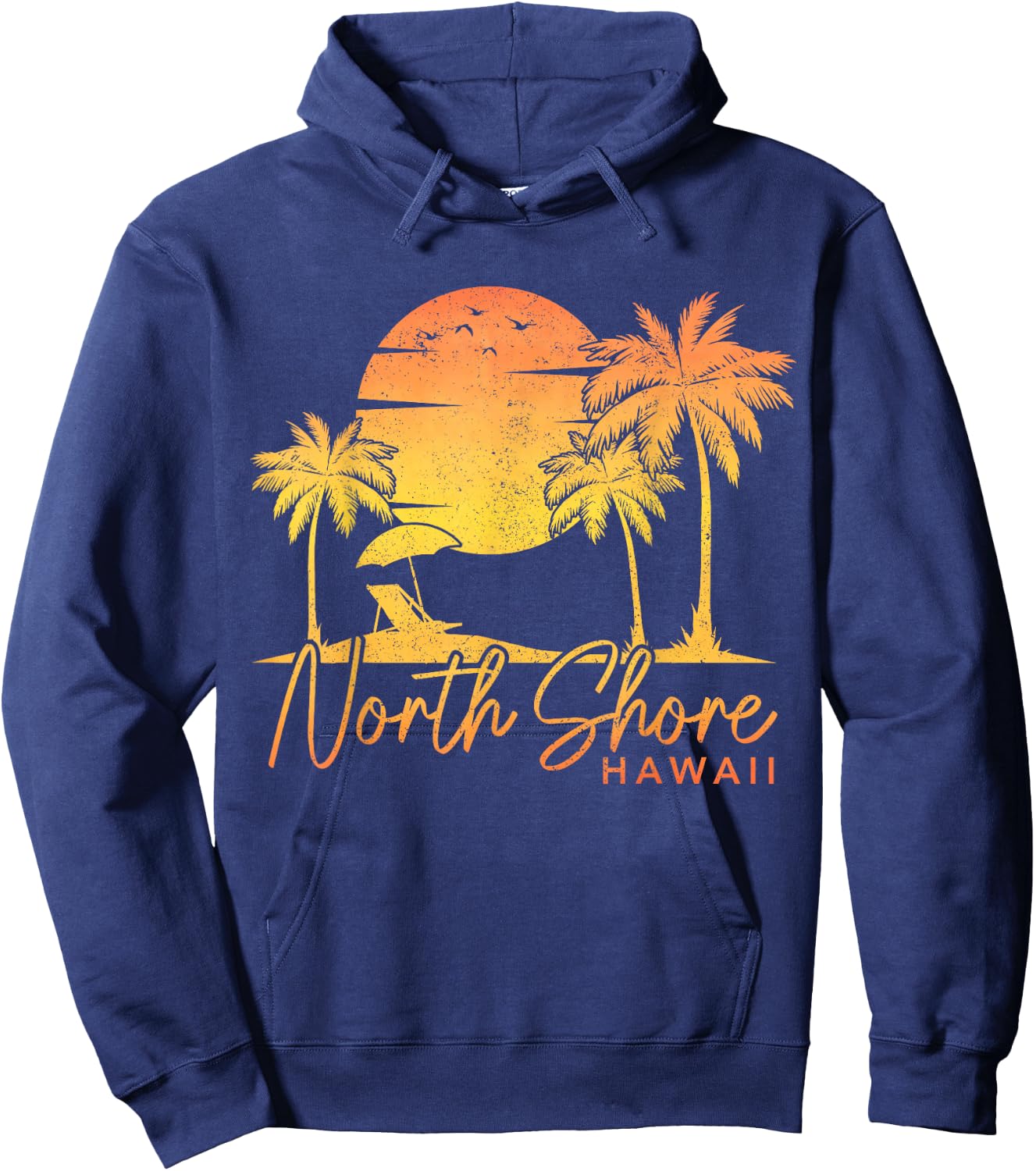 North Shore Beach Hawaii Oahu Surf Vintage Surfer Retro Hoodie - Hoodie | Navy