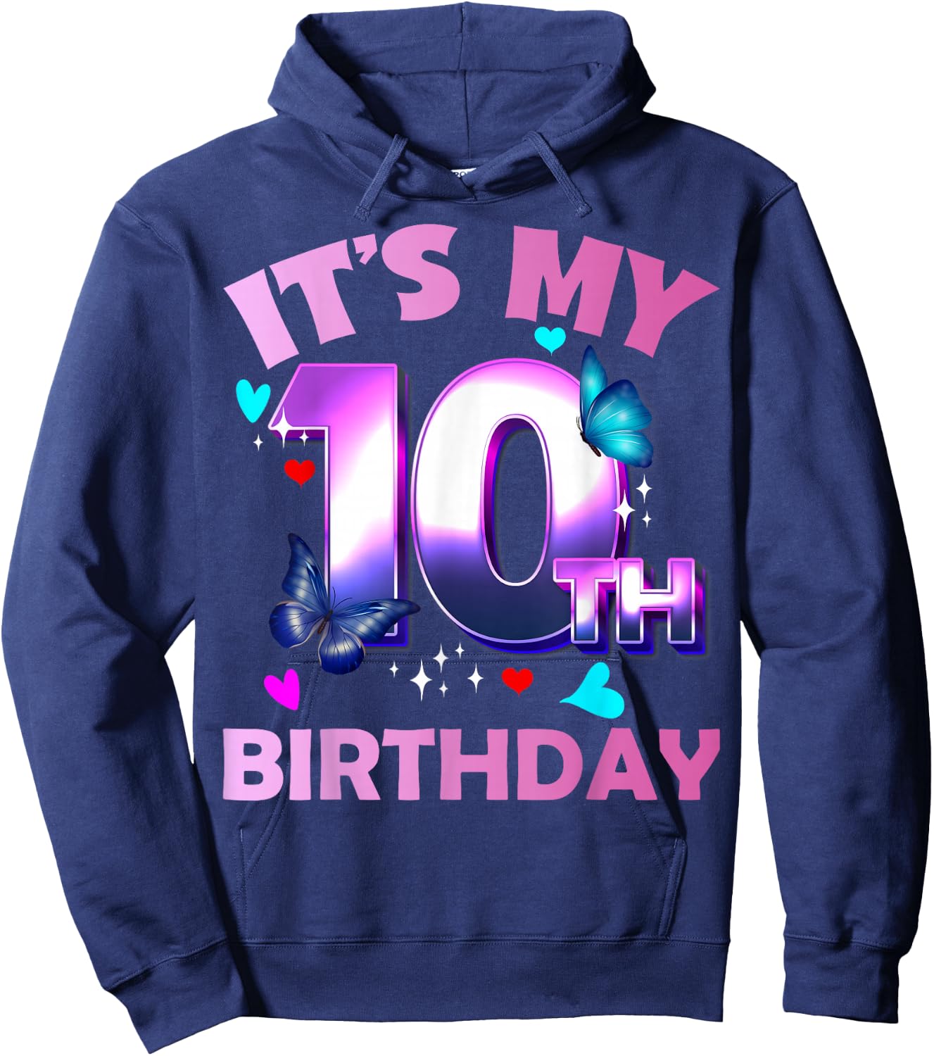 Butterflies - Girls and Boys - It´s My 10th Birthday Hoodie - Hoodie | Navy