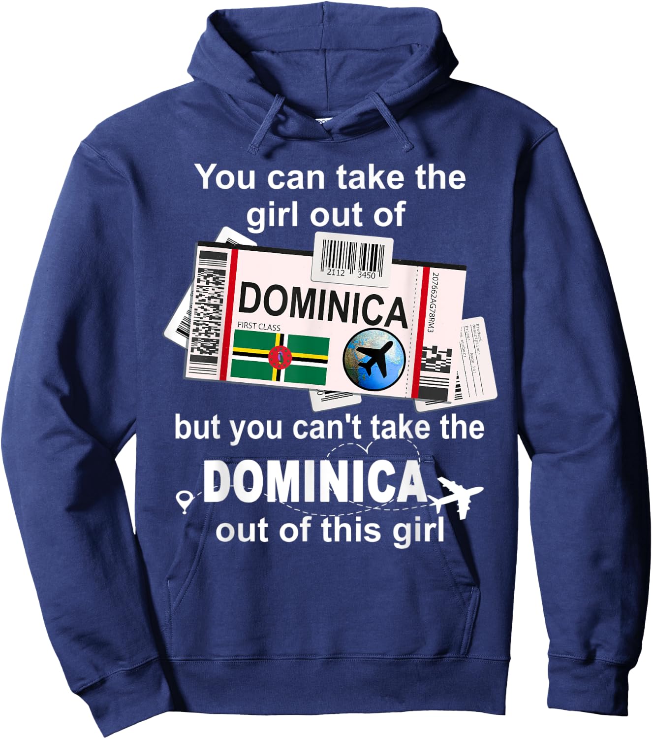 Dominica Boarding Pass - Dominica Girl - Dominica Hoodie - Hoodie | Navy