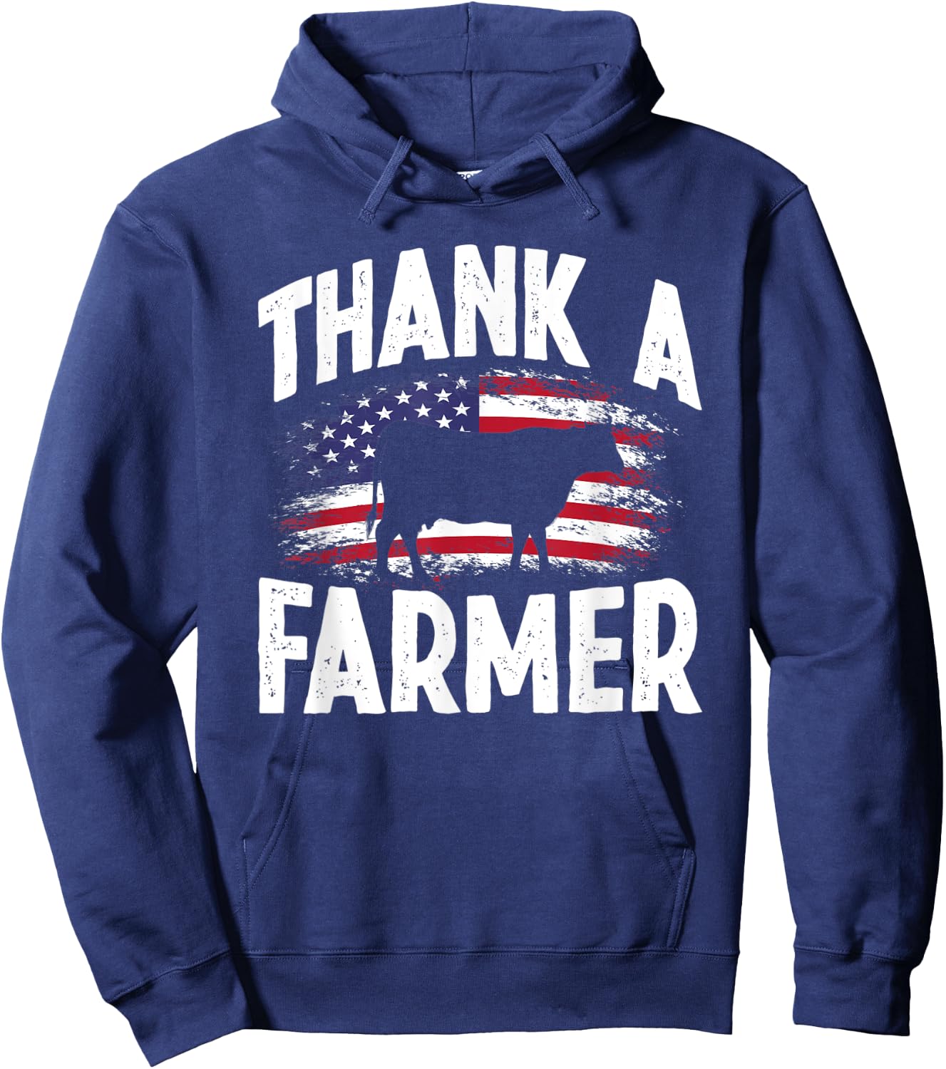 Thank A Farmer American Flag USA Proud Farmer Women Kids Men Hoodie - Hoodie | Navy