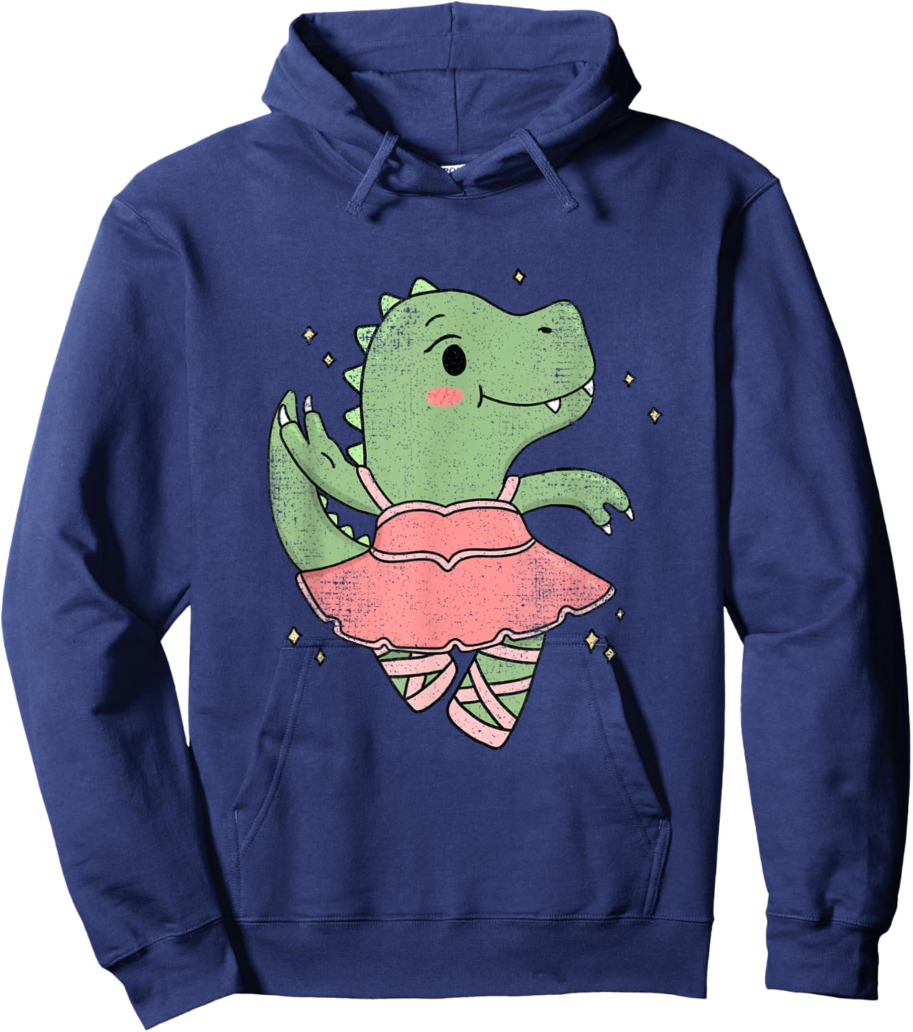 Dancing T-Rex Dinosaur Ballerina for Ballet Dancer Vintage Hoodie - Hoodie | Navy