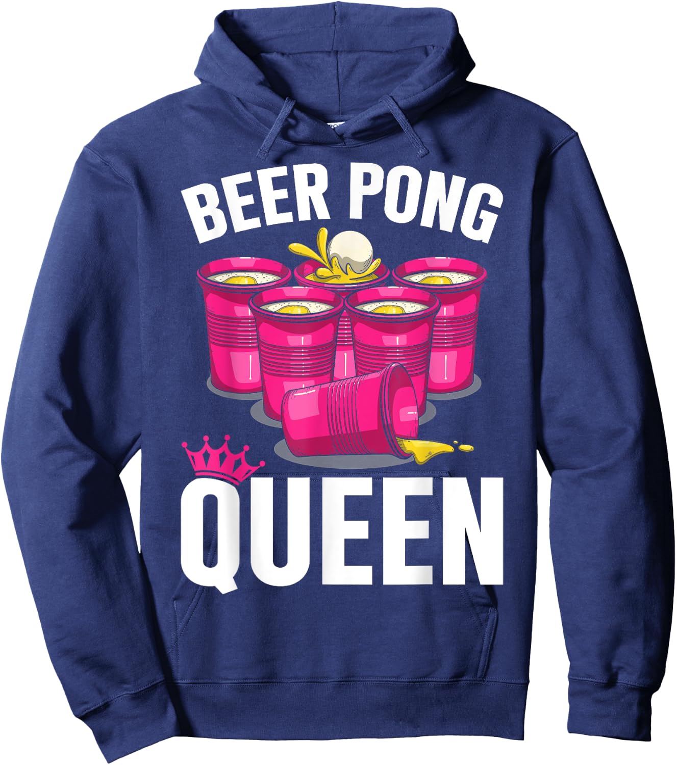 Beer Pong Queen Beer Pong Girl Player Drinking Game Hoodie - Hoodie | Navy